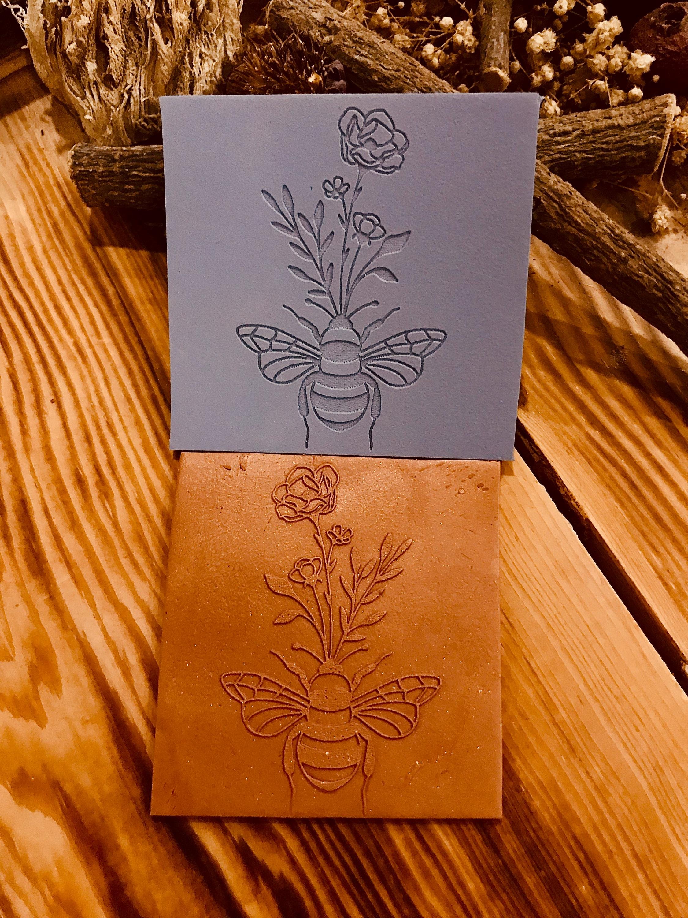 Bee and Flower Pattern Rubber Texture Mat – Polymer Clay Tool for Earring Making, Jewelry, and Clay Crafts