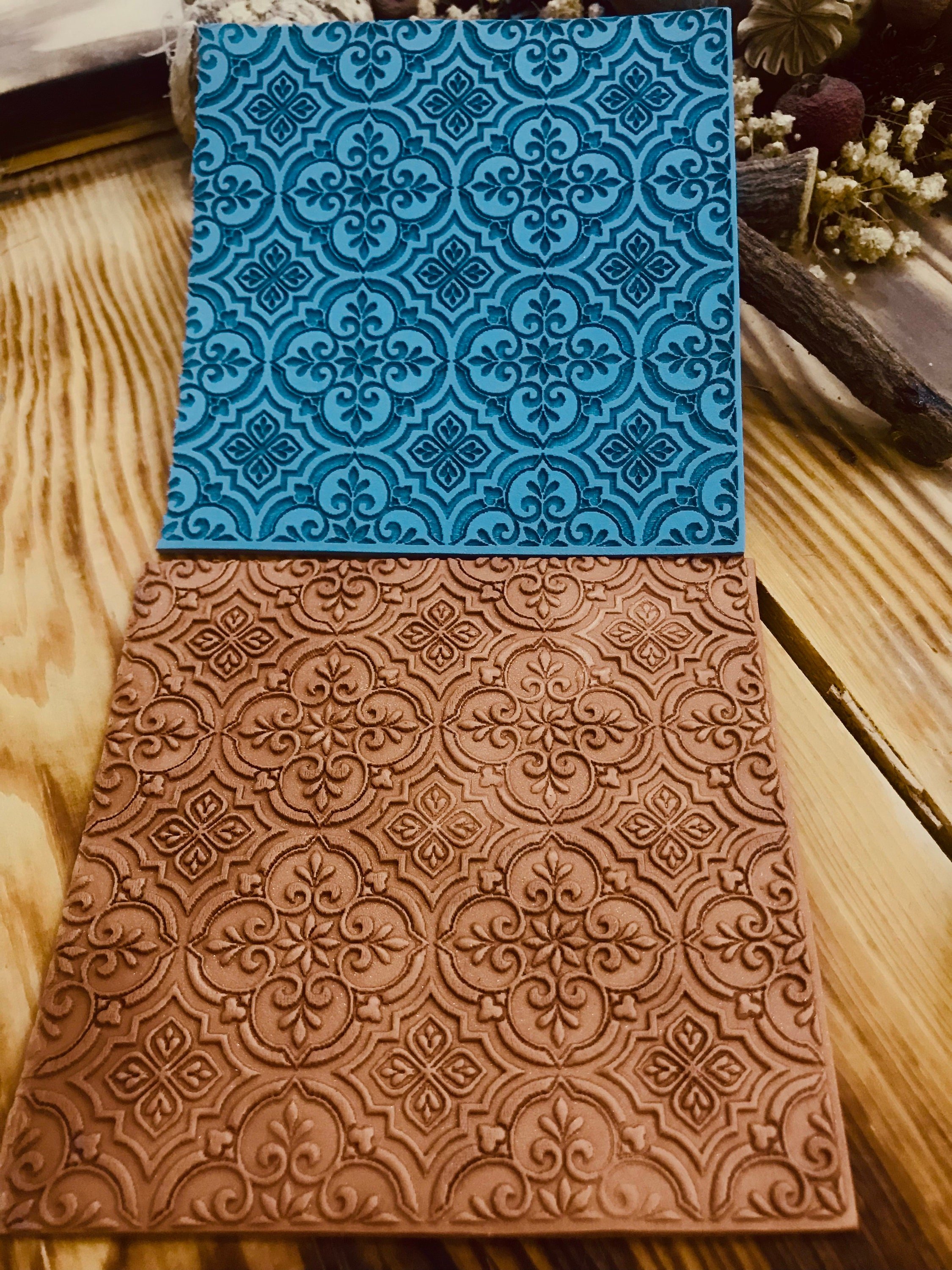 Art Deco Rubber Texture Mat – Clay Stamp & Embosser | Polymer Clay, Fondant, Cookies | Fimo, Sculpey, Cernit