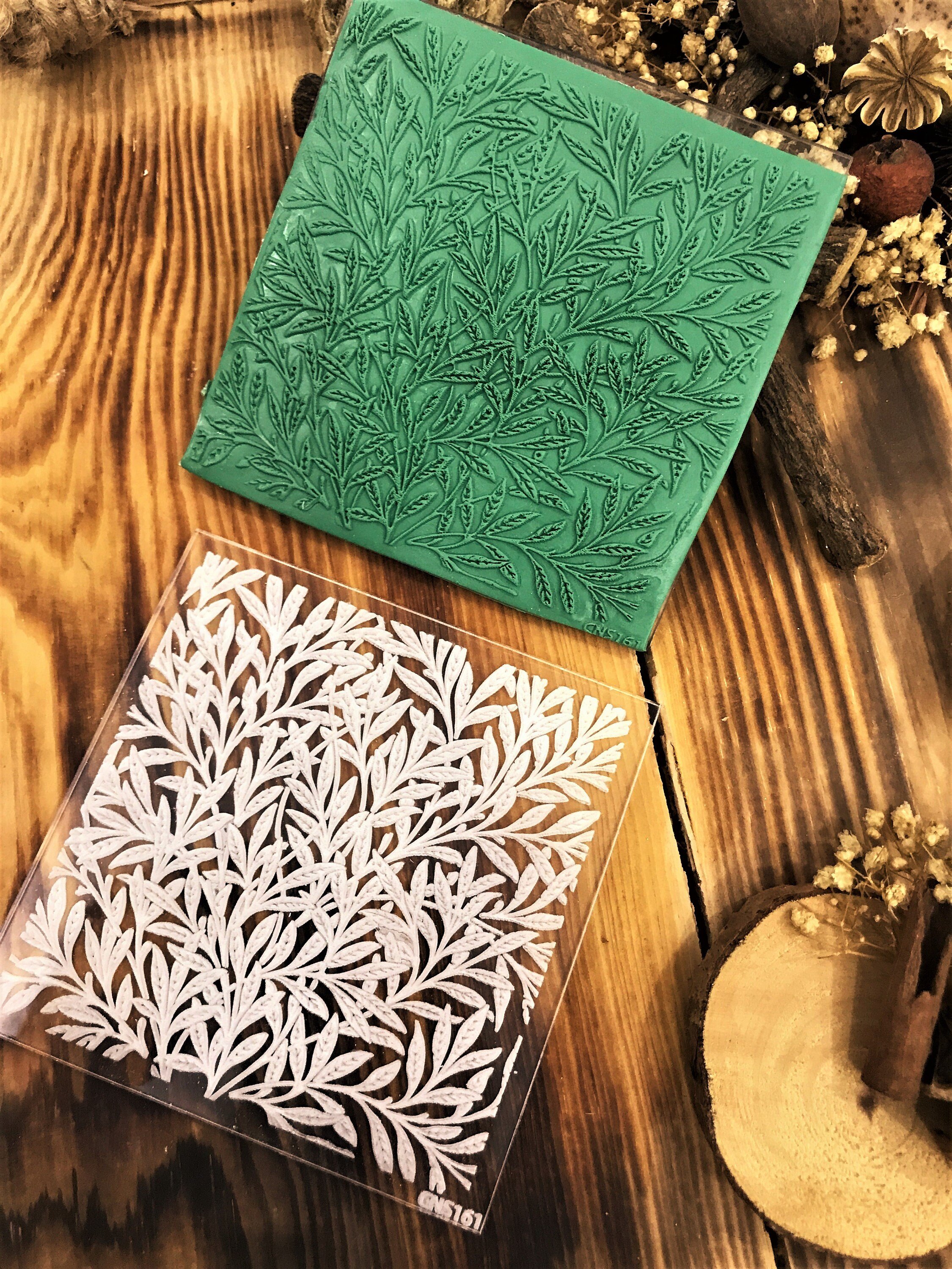 Botanical Leaf3 Texture Mat for Polymer Clay Rubber or Acrylic Texture Stamp, Clay Tool, Texture Sheet for Polymer Clay Earrings & Fondant Crafts