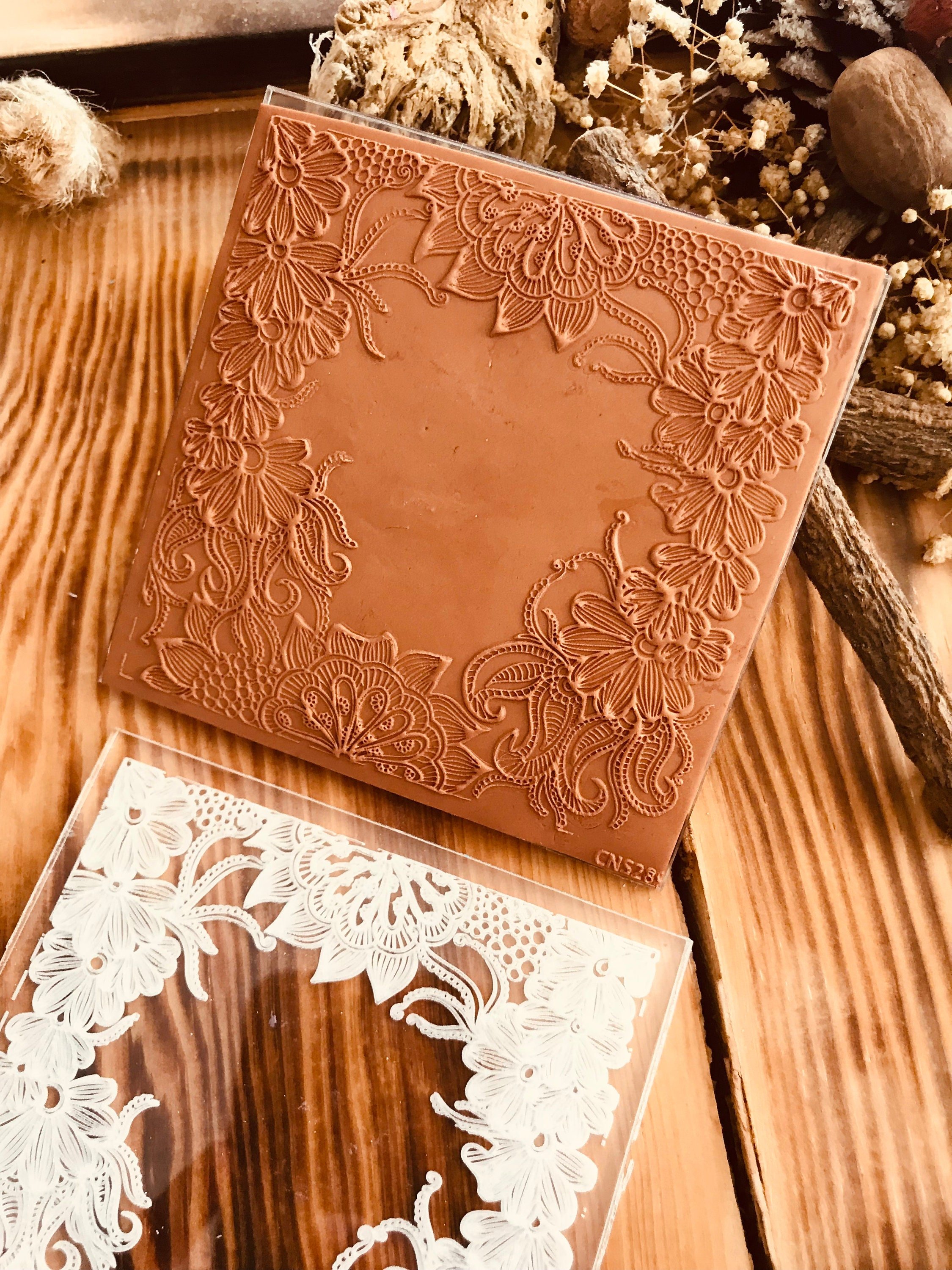 Pattern embosser fondant stamp, acrylic embosser for cookies, cupcakes, and cake decorating debosser