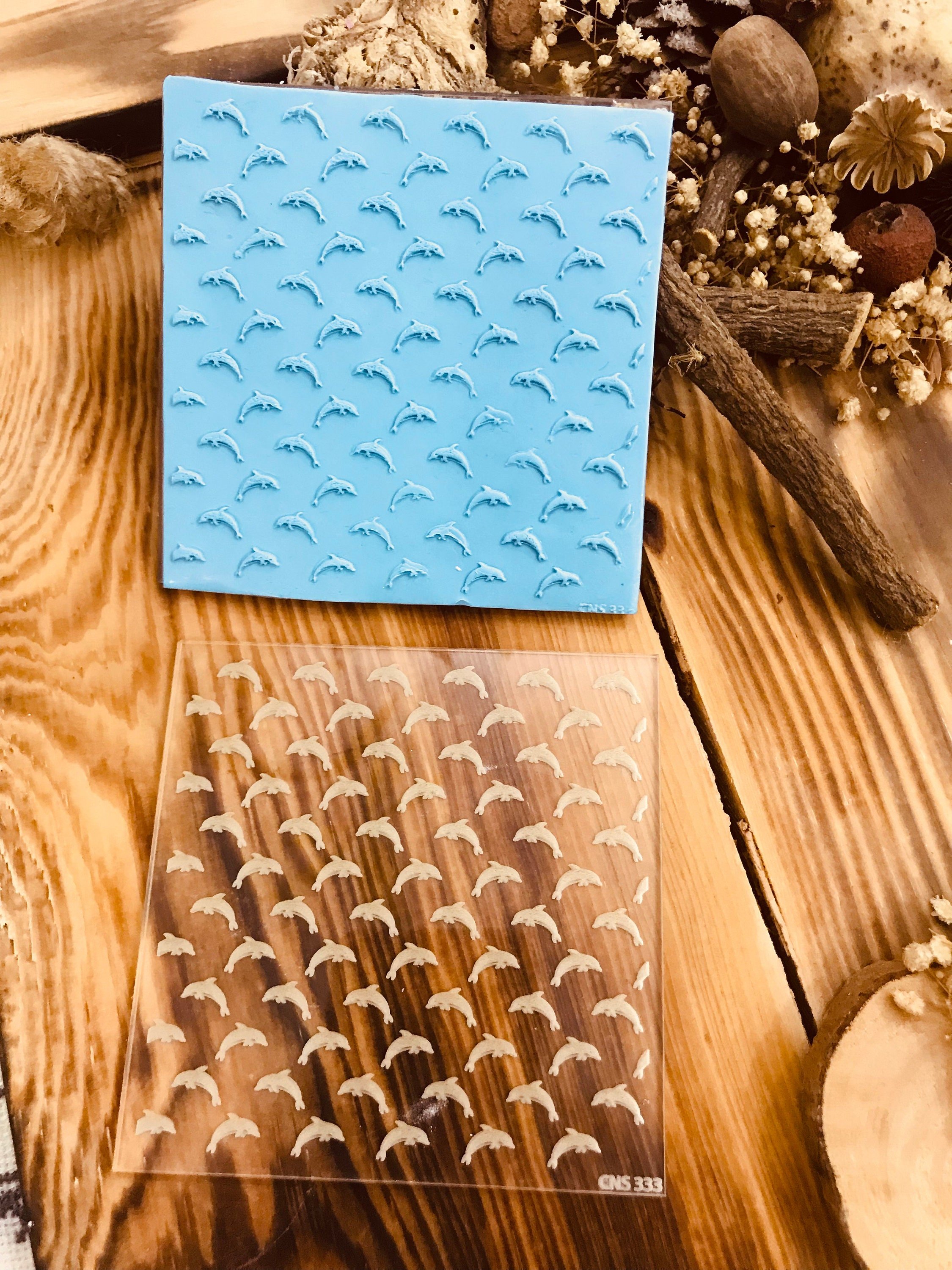 Dolphin Rubber or Acrylic Texture Mat – Polymer Clay Stamp, Embossing Tool, Acrylic Texture Sheet, Plaque, Tile for Fimo, Sculpey, Cernit