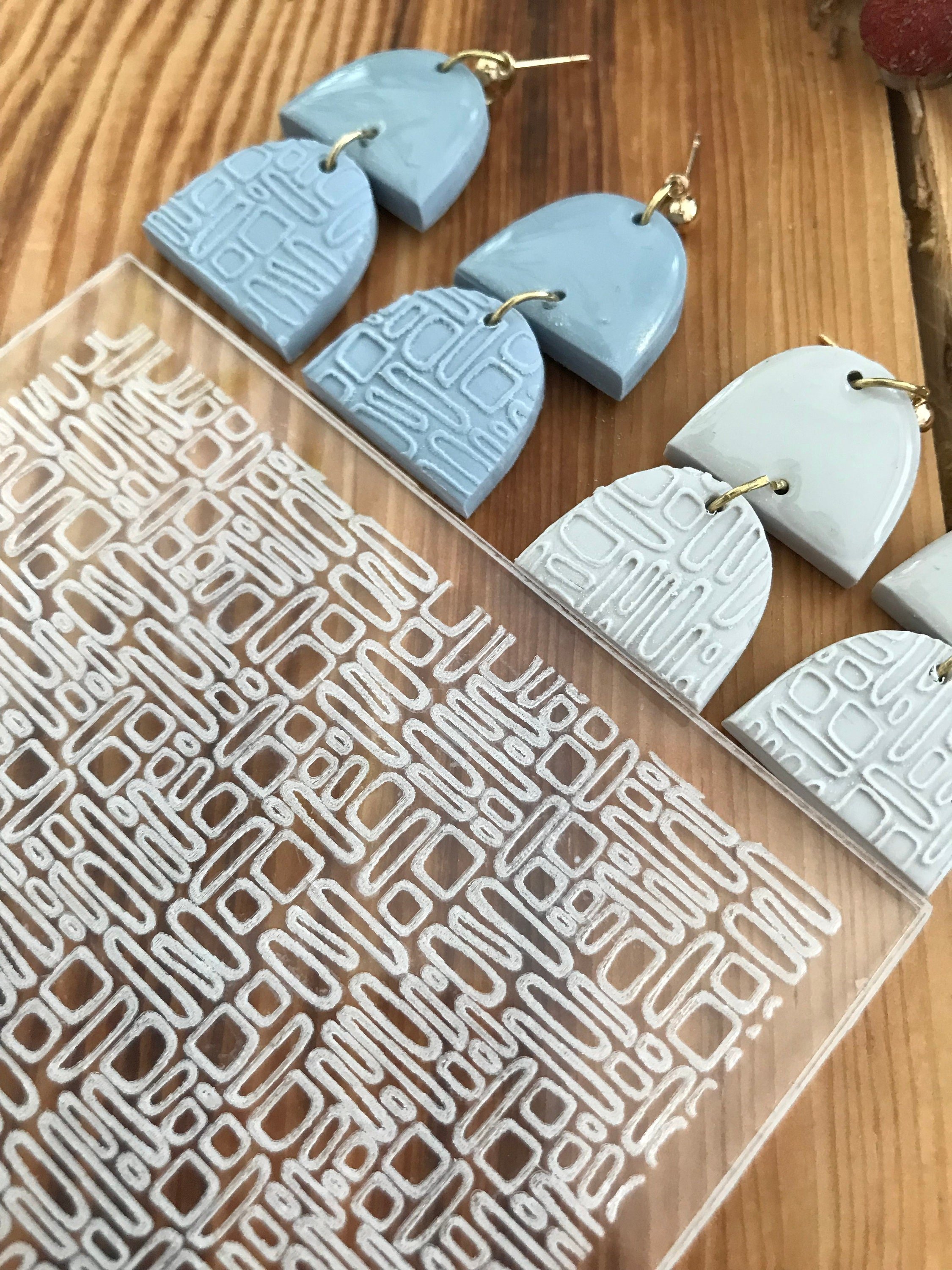 Micro Rectangle Acrylic Embossing Stamp For Polymer Clay, Ceramic Stamp, Fondant Stamp, Cookie Embosser, Cookie Stamp, Acrylic texture tool