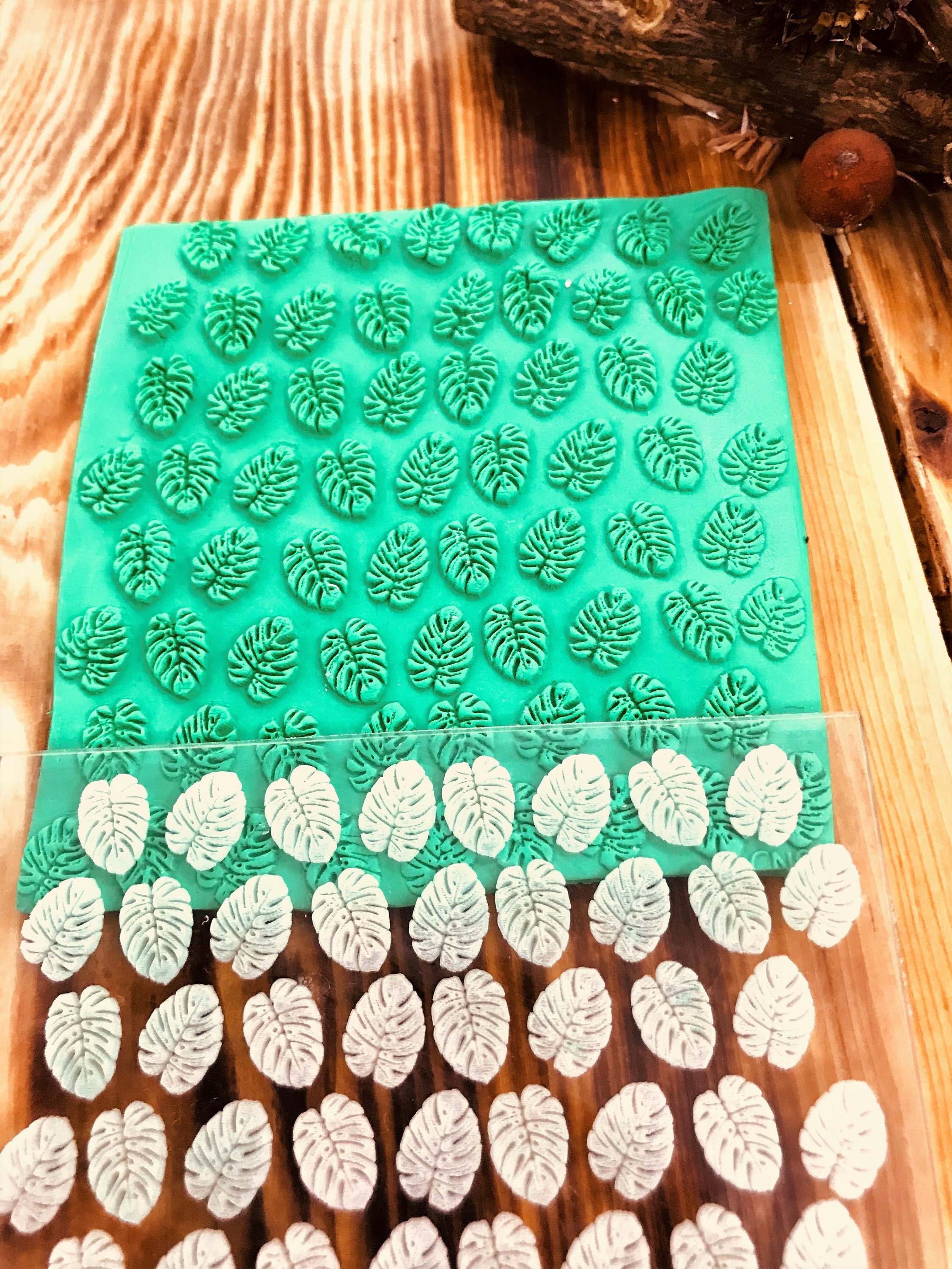 Palm Leaf Texture Mat, Polymer Clay Impression Mat, Acrylic Ceramic texture tool, Polymer Clay Earring Tool