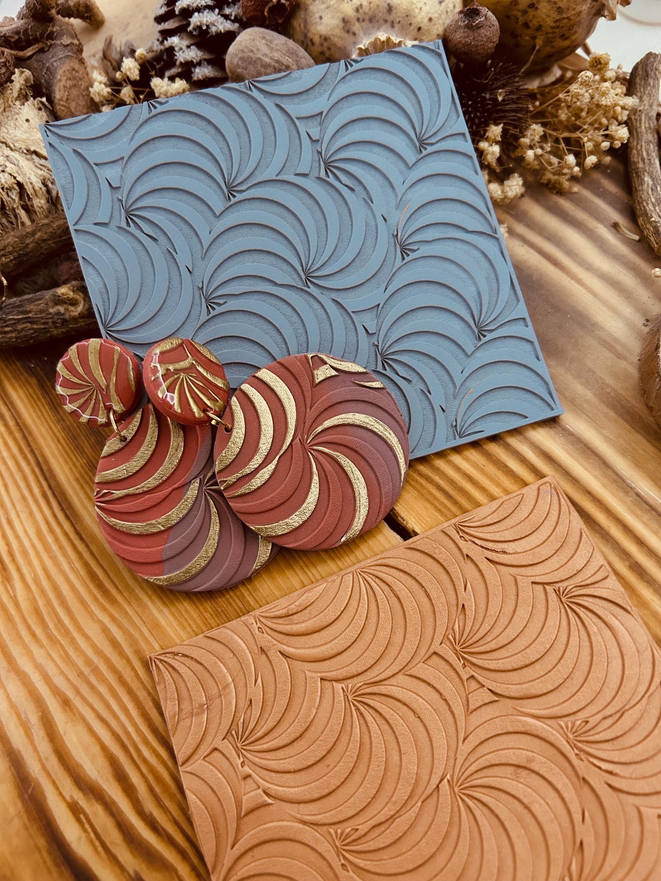 Wave Optical Illusion Pattern Rubber Texture Mat Polymer Clay Tools⎥Earring Making⎥Hand Roller (Picture Size 10*10cm Rubber)