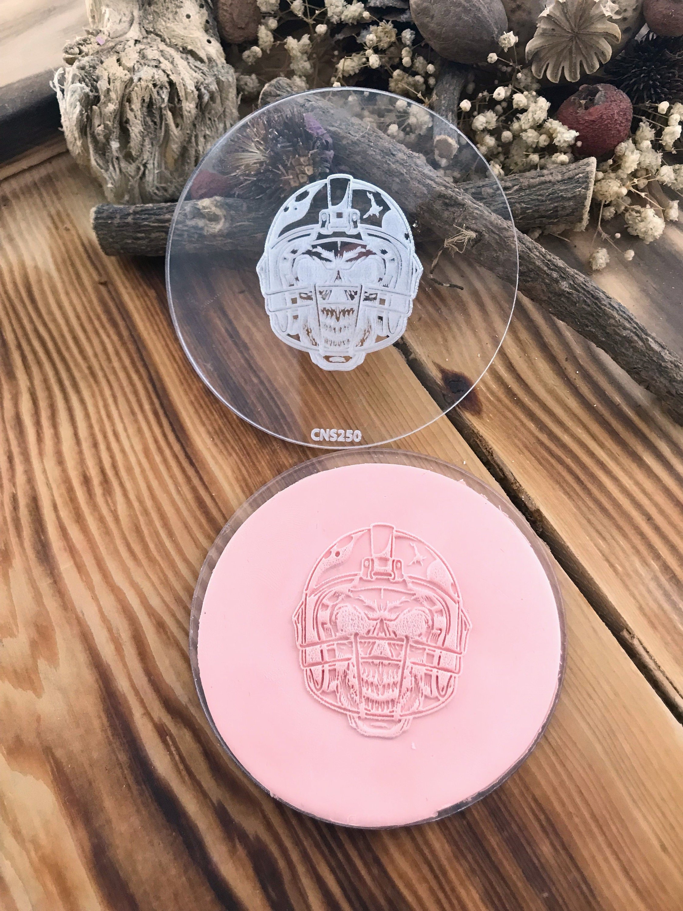 Skeleton Wearing a Helmet Acrylic Texture Stamp for Polymer Clay, Embossing Stamp For Polymer Clay, Texture Sheet, Clay Stamp, Pottery Tools