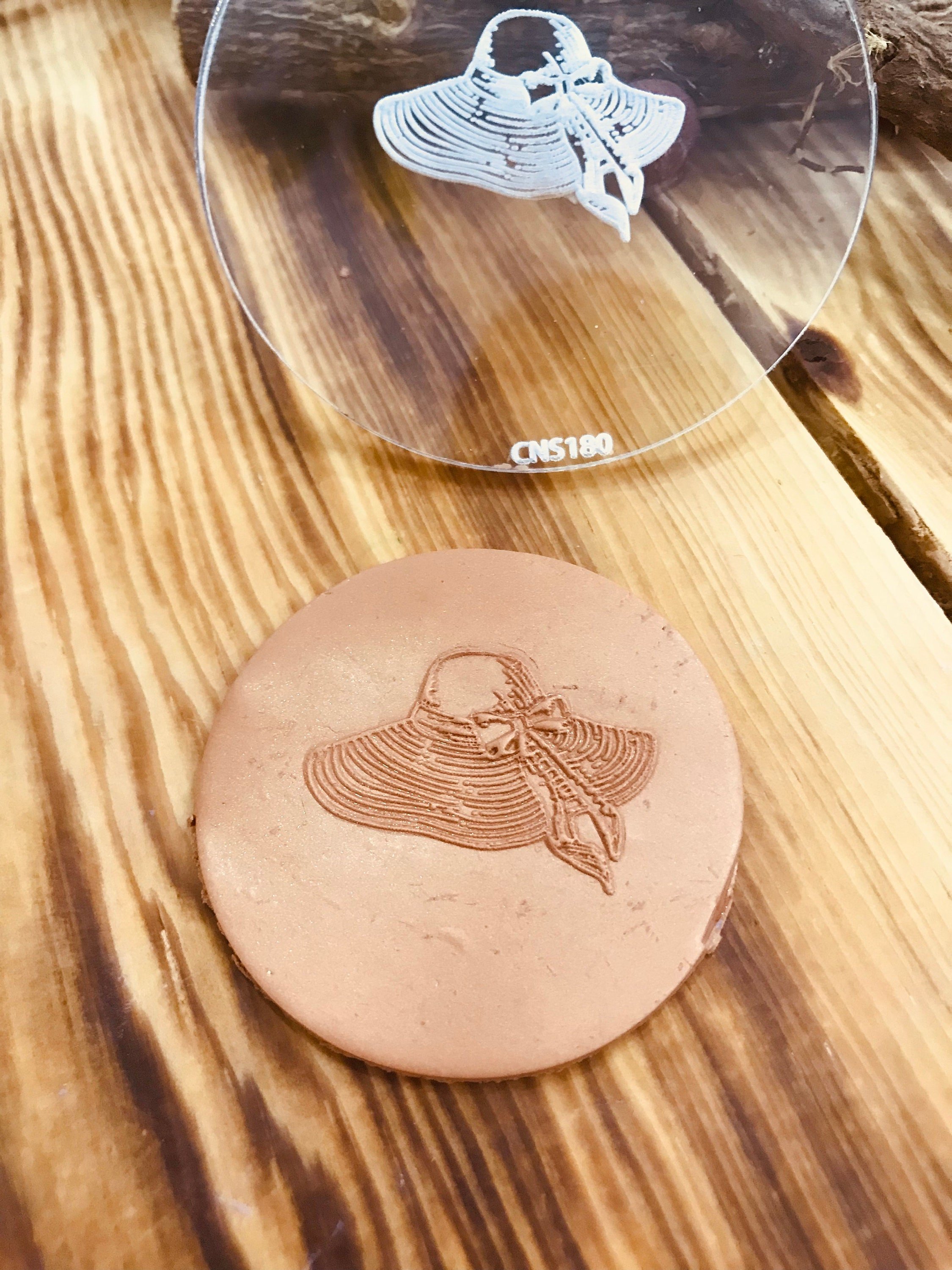 Woman Hat Pattern Texture Mat, Debossing Stamp, Acrylic clay texture tool, Texture Sheet,Ceramic Supplies, Texture Plate