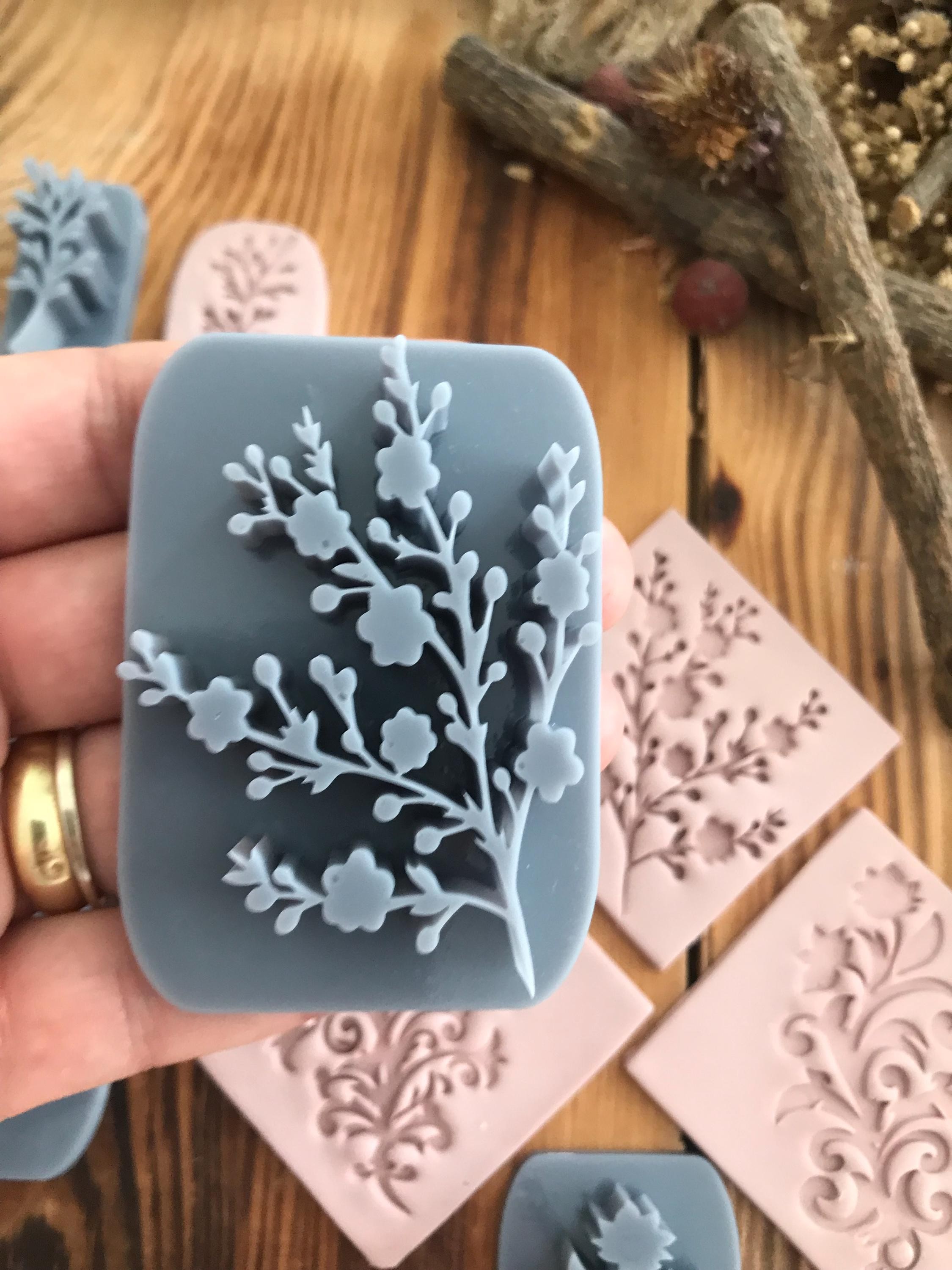 🌸 5-in-1 Floral Vintage Deboss Stamp Set – Perfect for Polymer Clay, Soap, Ceramics & Baking! 🌸