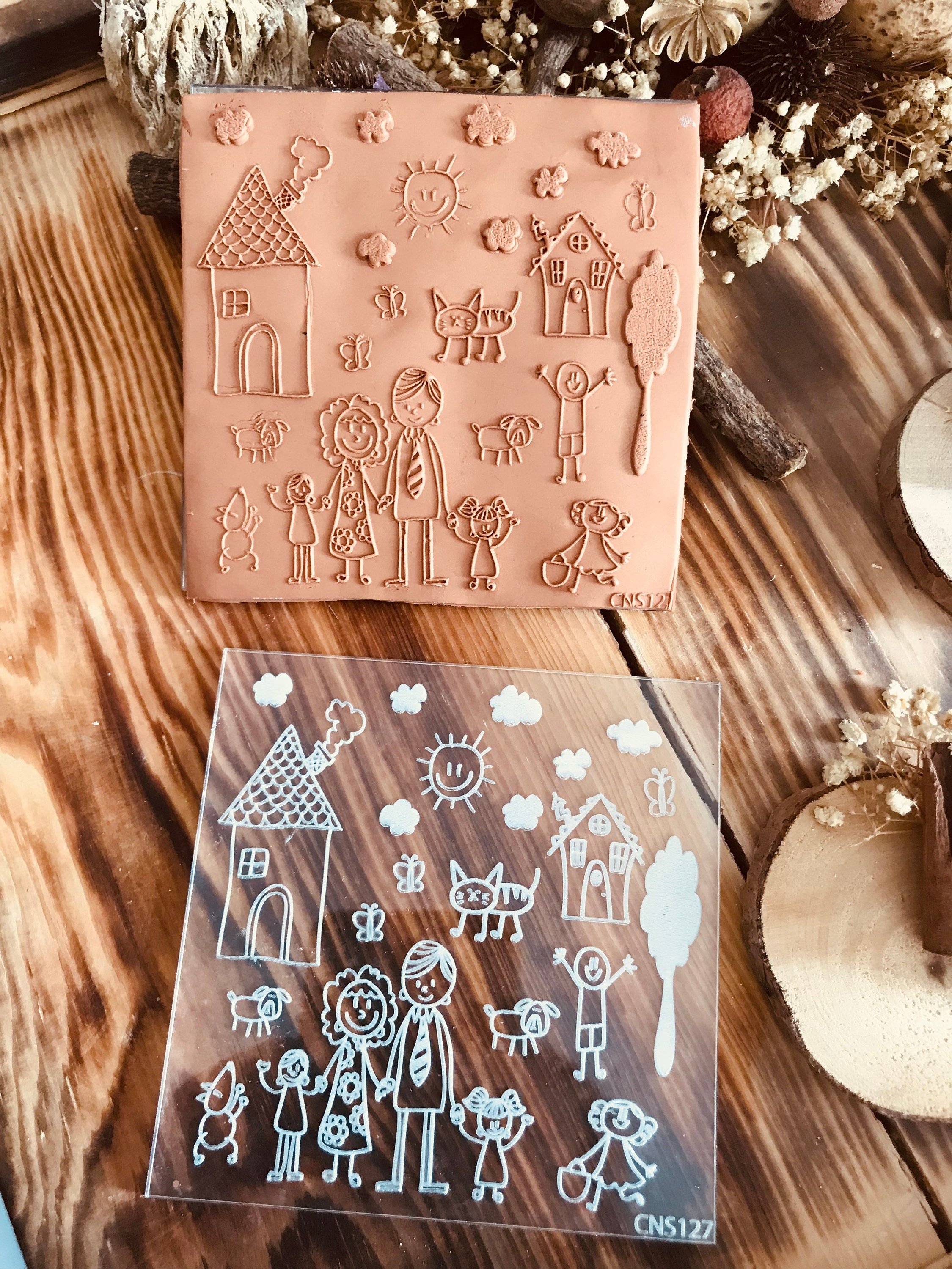 My Family :)) Pattern Texture Mat, Embosser Stamp, Acrylic Clay Texture Sheet Deco, Lace Pattern, Ceramic Earring Supplies