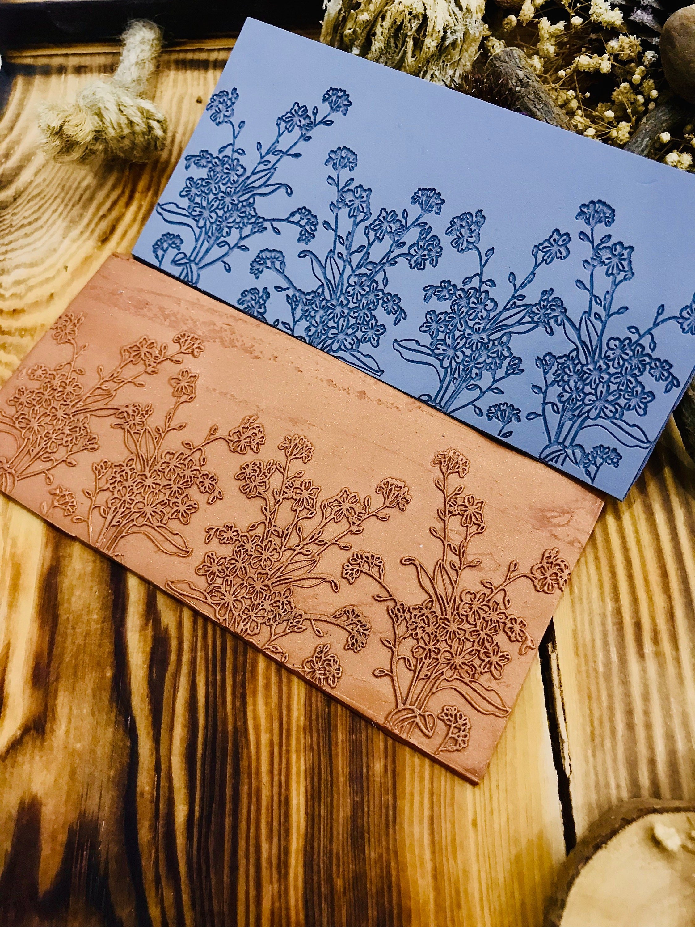 Flower Meadow Rubber Texture Mat – Large Polymer Clay Texture Sheet for Earrings & Jewelry | Floral Pattern | Flexible Clay Tool | 150x70mm