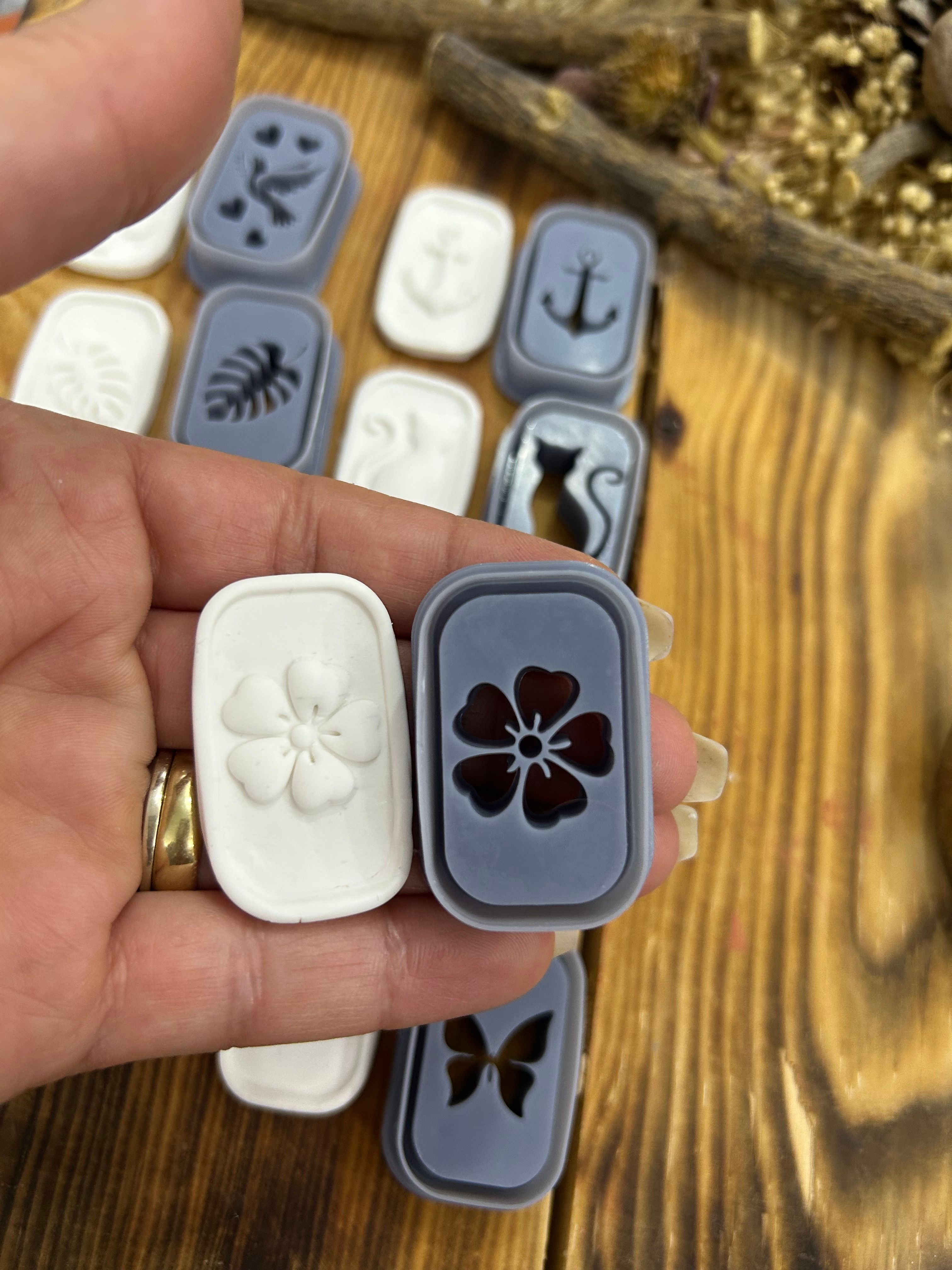 Animal And Nature Clay Cutter Set for Polymer Clay 8pc Resin Cutters with Cat,Anchor, Dove, Butterfly, Turtle, Dolphin, Leaf, Cherry Blossom