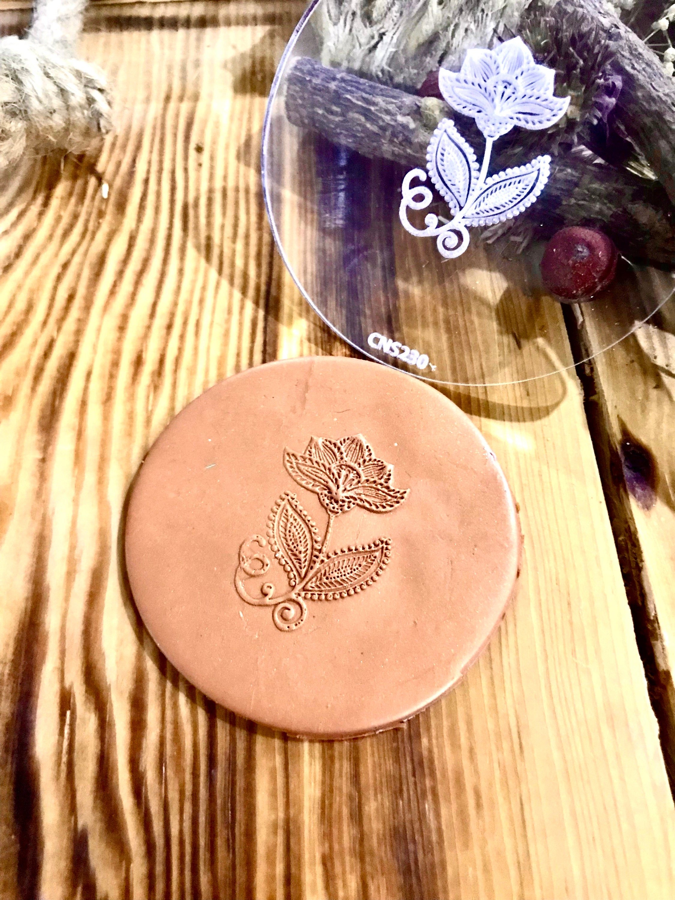 Mandala Flower Pattern Texture Mat, Debossing Stamp, Acrylic clay texture tool, Texture Sheet,Ceramic Supplies, Texture Plate,Texture Plaque
