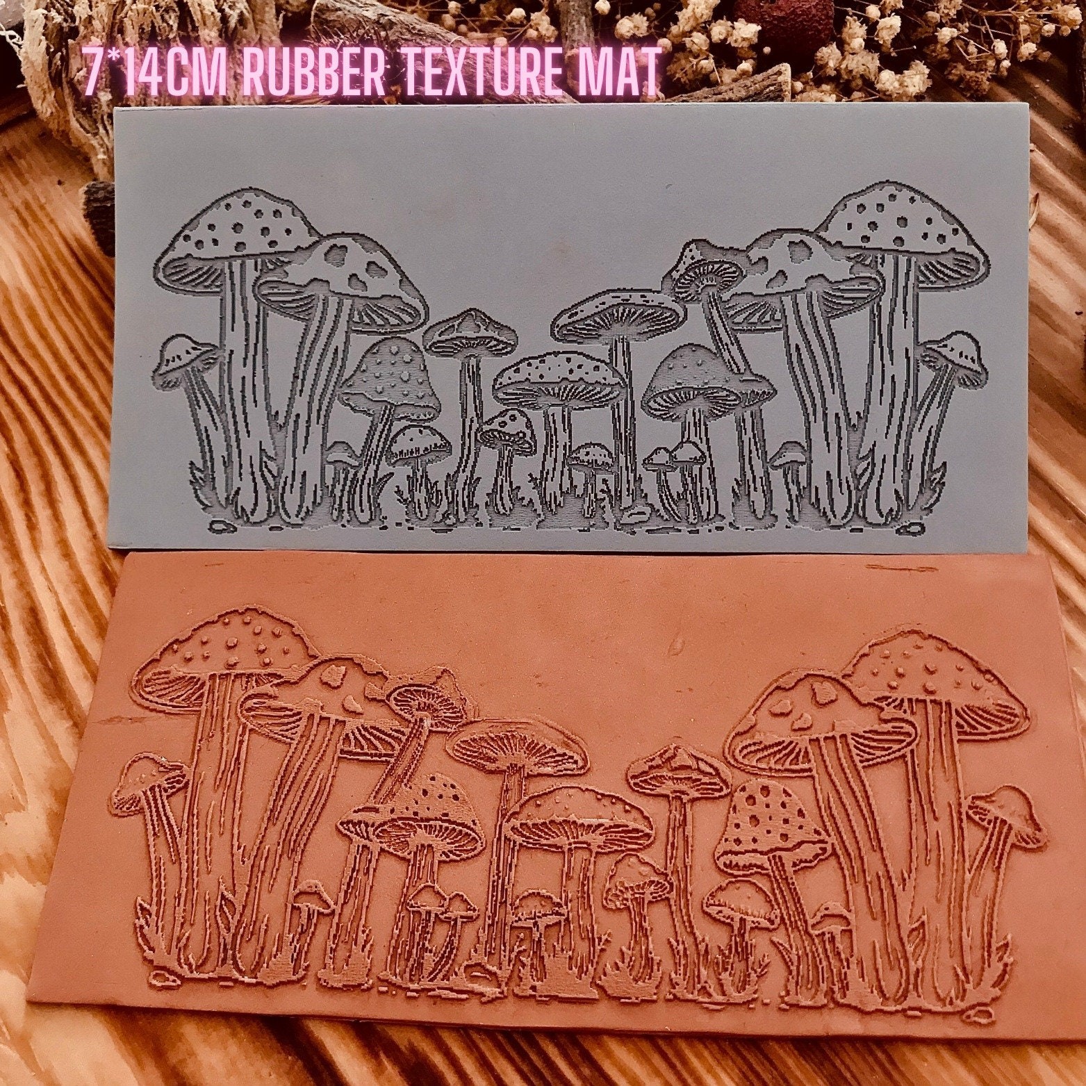 Mushroom Meadow Rubber Texture Mat Unique Mushroom Meadow in 7*15cm dimensions for polymer clay, ceramics⎥Polymer Clay Tools⎥Earring Making