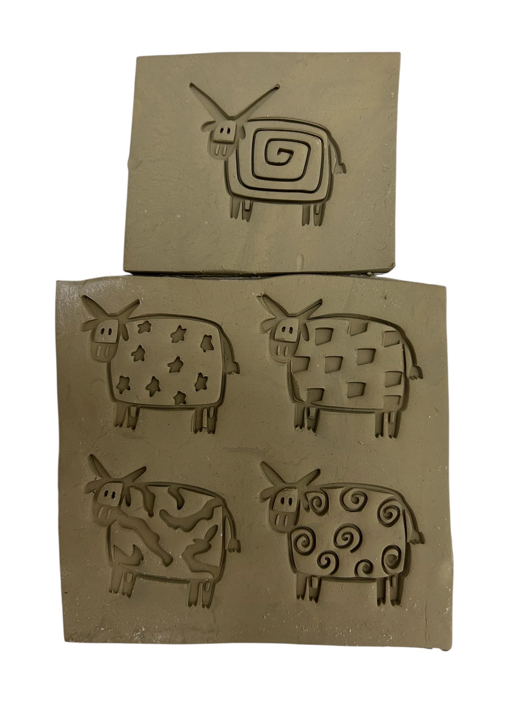 Sevimli İnek Kil Damga Seti – 5 Farklı Desen (4,5 × 4 cm – yükseklik 15mm)