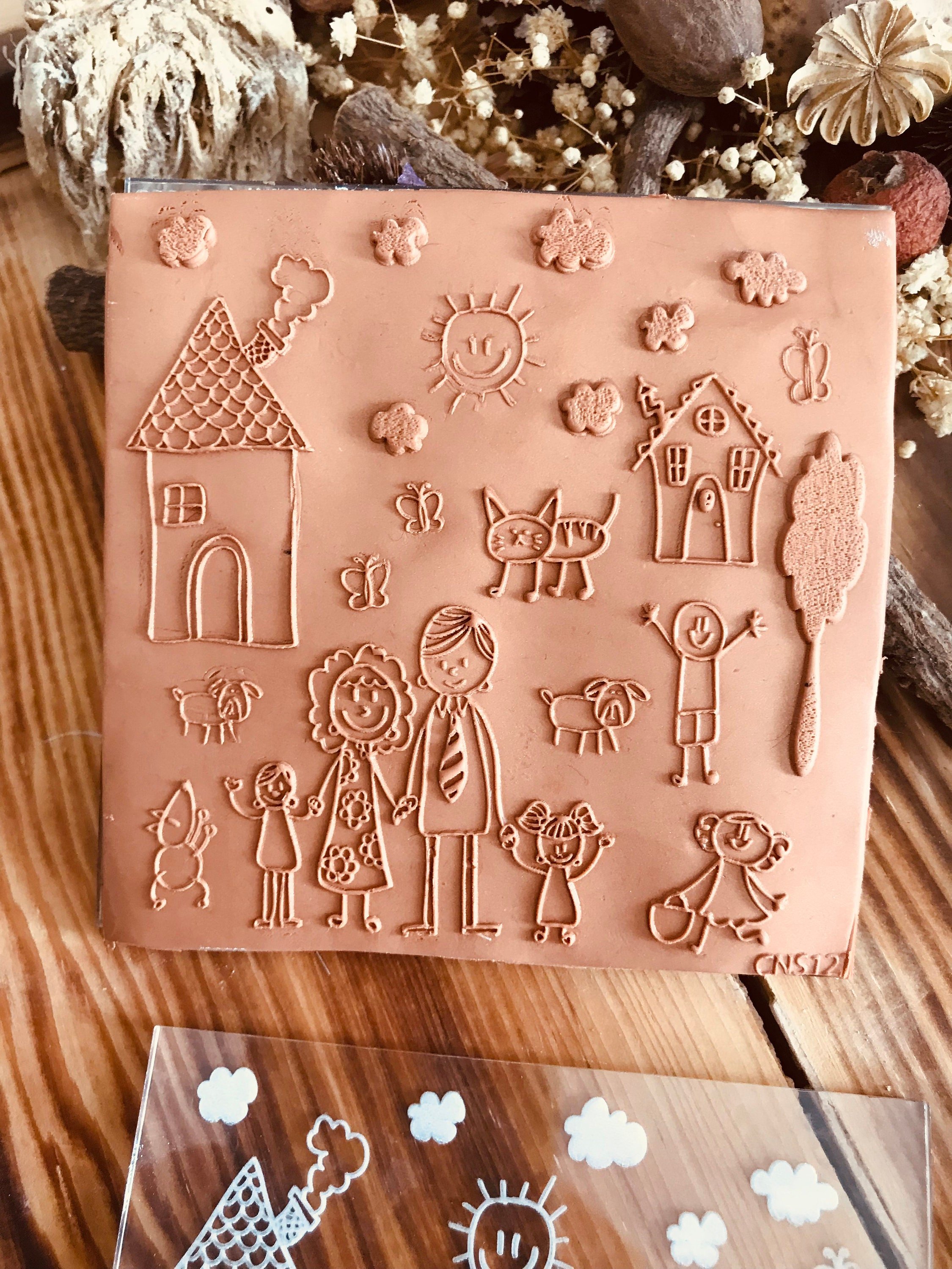 My Family :)) Pattern Texture Mat, Embosser Stamp, Acrylic Clay Texture Sheet Deco, Lace Pattern, Ceramic Earring Supplies