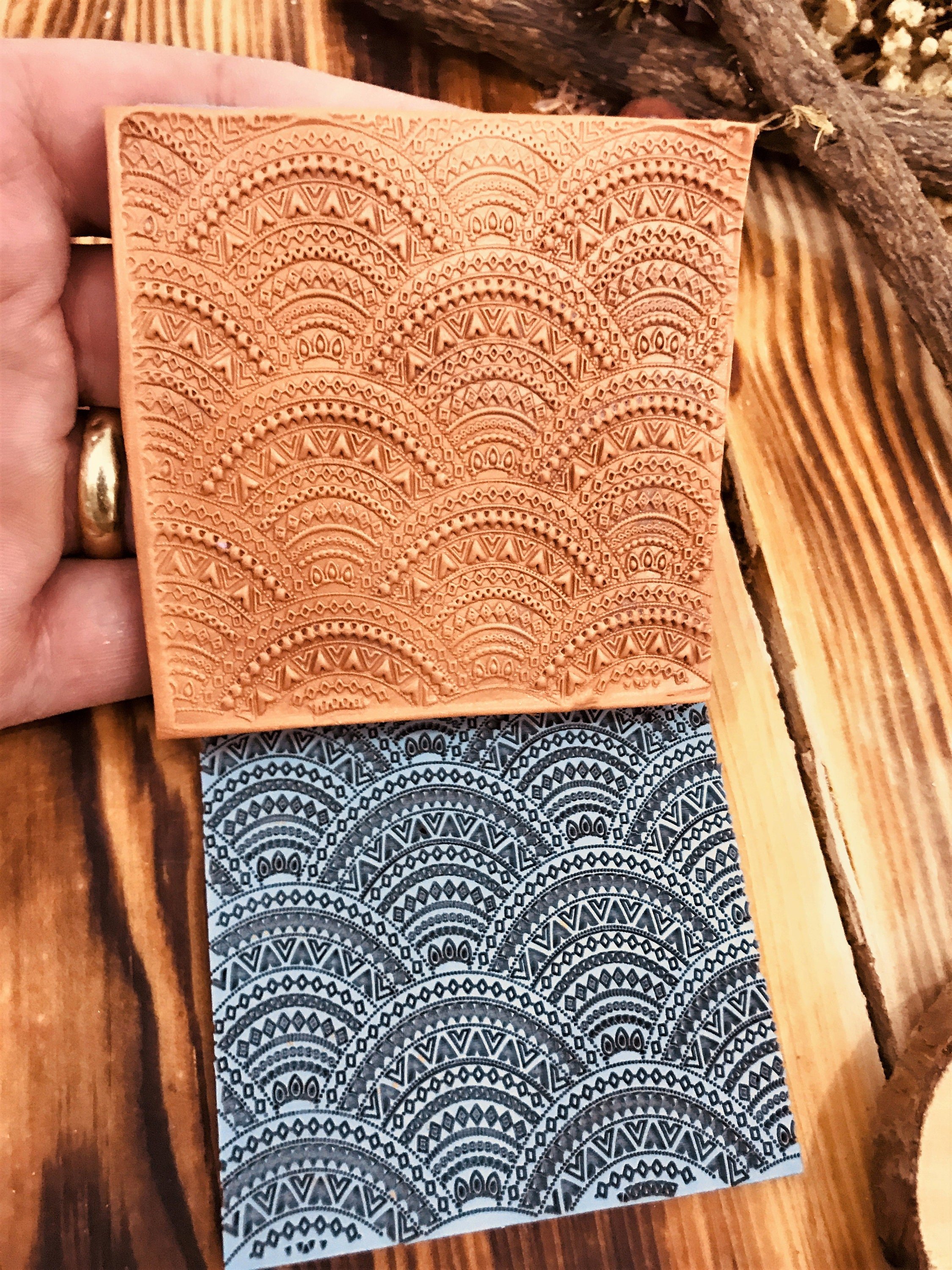 Mandala Art Deco Rubber Texture Mat⎥Polymer Clay Tools⎥Earring Making⎥Hand Roller⎥Clay Texture Tool⎥Jewellery Tools
