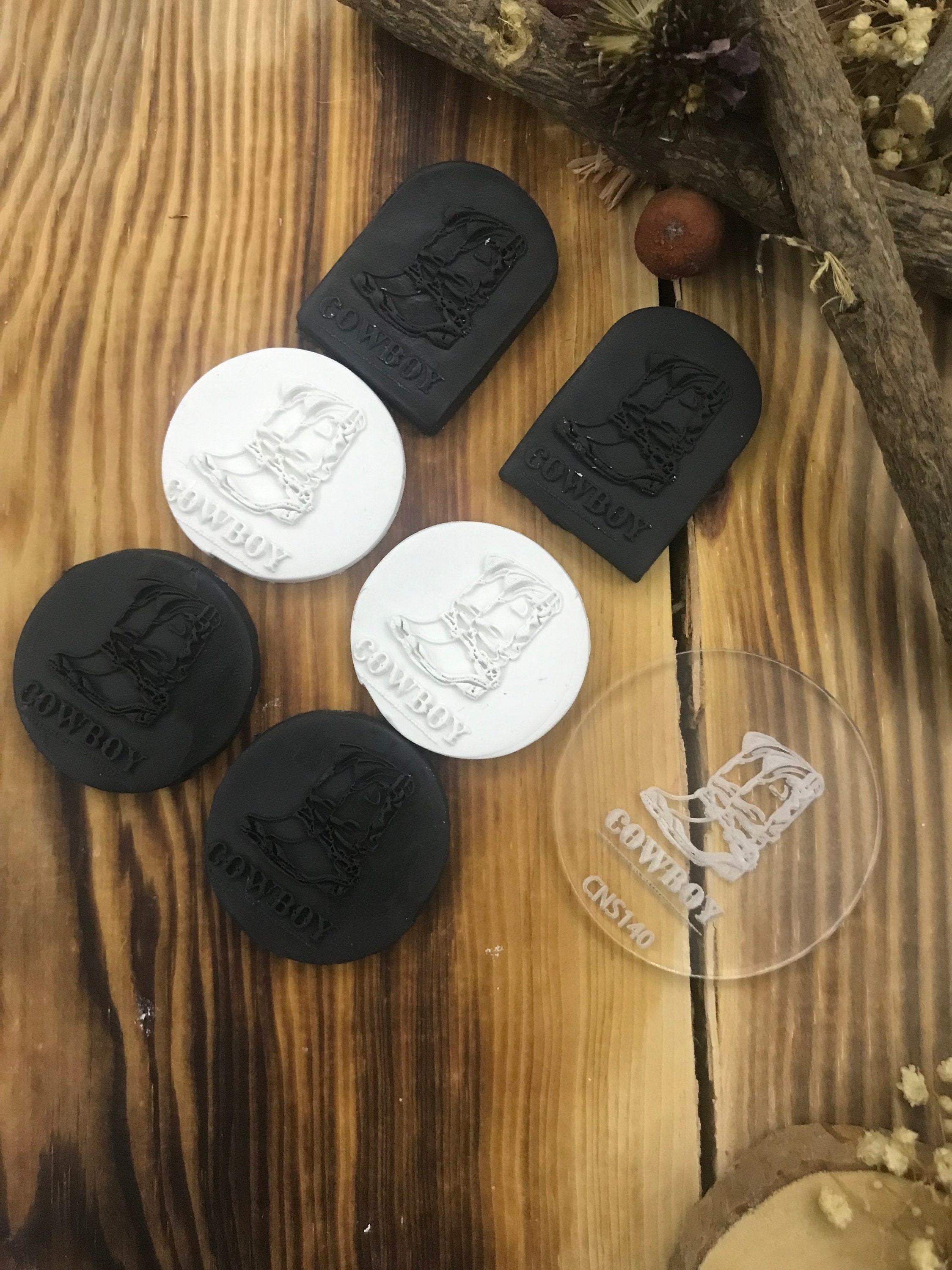 Cowboy Pattern Rubber or Acrylic Texture Mat – Polymer Clay Stamp, Embossing Tool, Acrylic Texture Sheet, Plaque, Tile for Fimo, Sculpey, Cernit