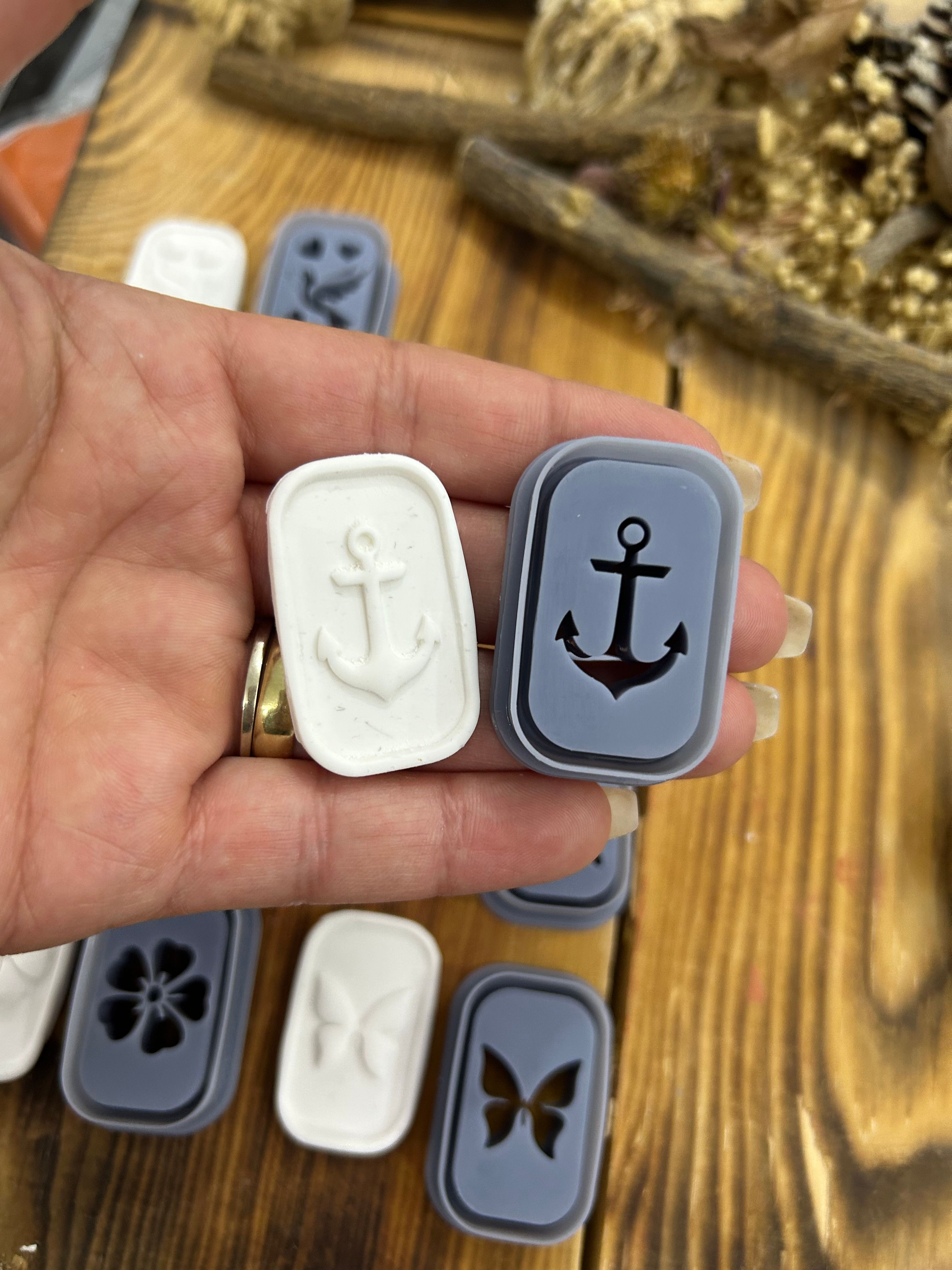 Animal And Nature Clay Cutter Set for Polymer Clay 8pc Resin Cutters with Cat,Anchor, Dove, Butterfly, Turtle, Dolphin, Leaf, Cherry Blossom