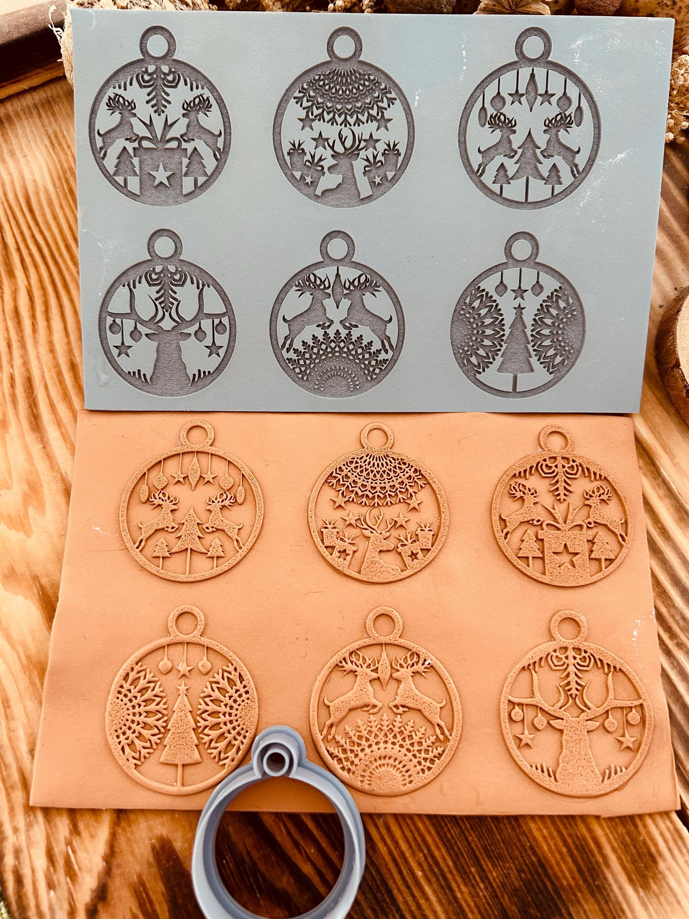 Christmas Ornament Rubber Texture Mat – Unique Pattern for Polymer Clay, Fimo, Sculpey – 10x14 cm – Ideal for Crafting & DIY Projects