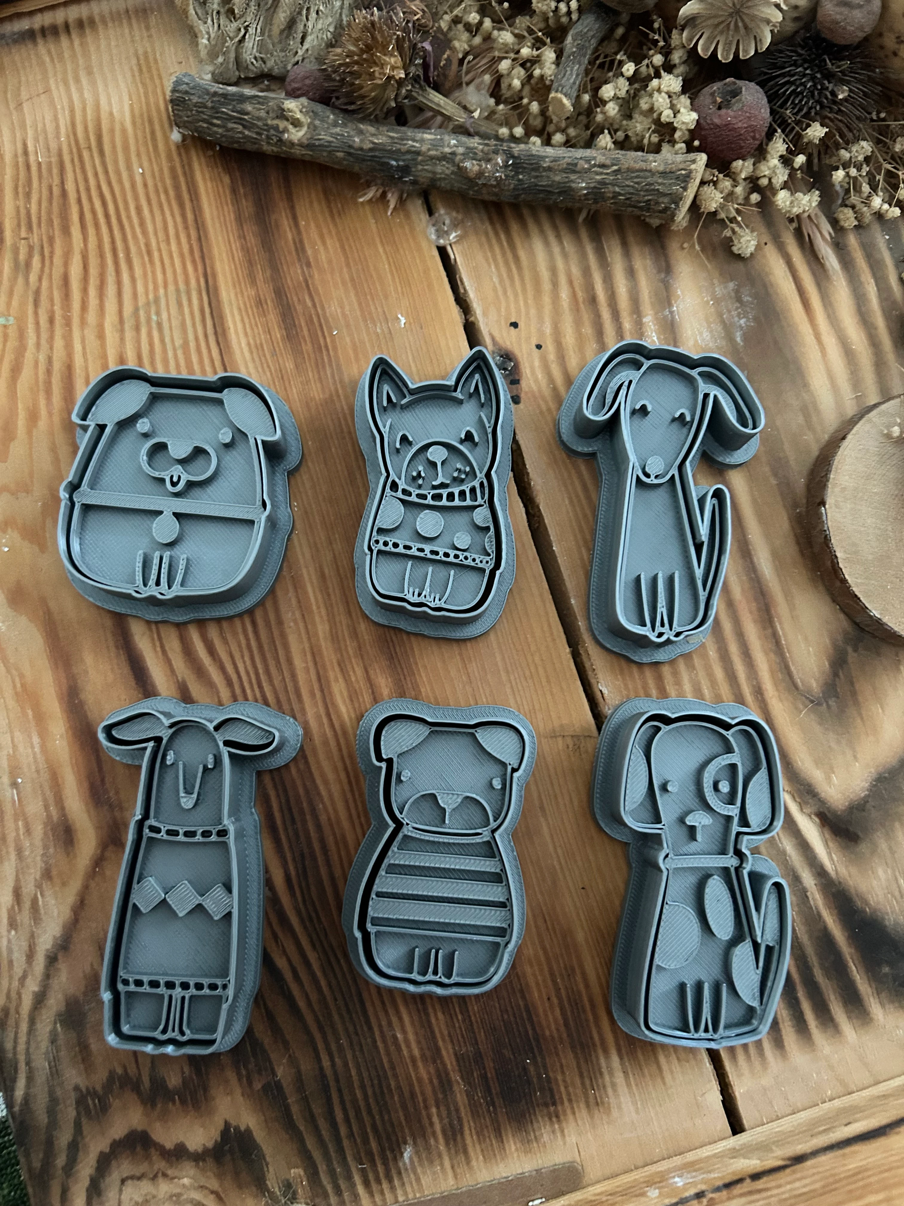 Paw Pals – 6'lı Köpek Damga ve Kesici Seti |Kurabiye|Seramik| Polimer Kil & Hava ile Kuruyan Kil İçin