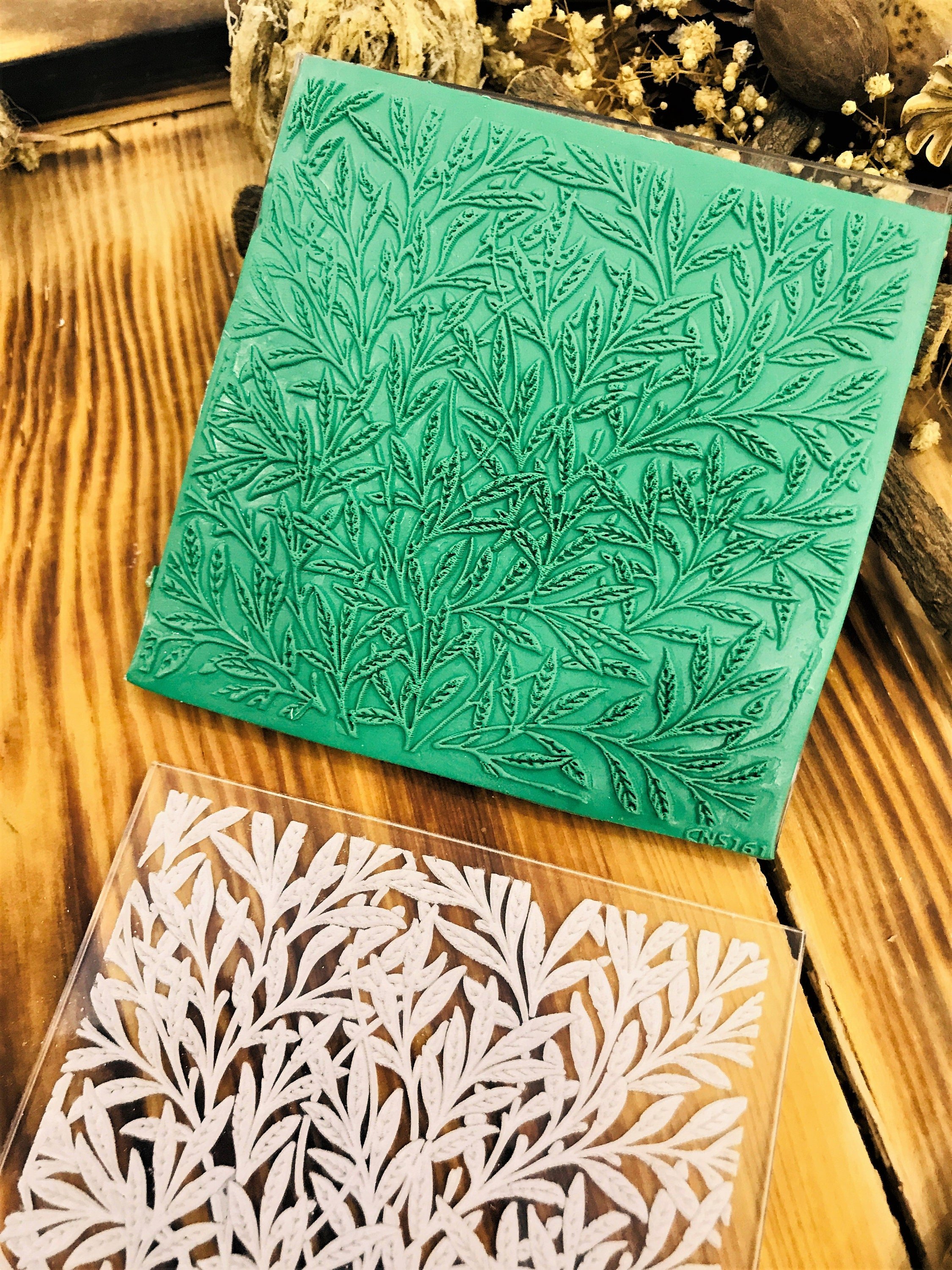 Botanical Leaf3 Texture Mat for Polymer Clay Rubber or Acrylic Texture Stamp, Clay Tool, Texture Sheet for Polymer Clay Earrings & Fondant Crafts