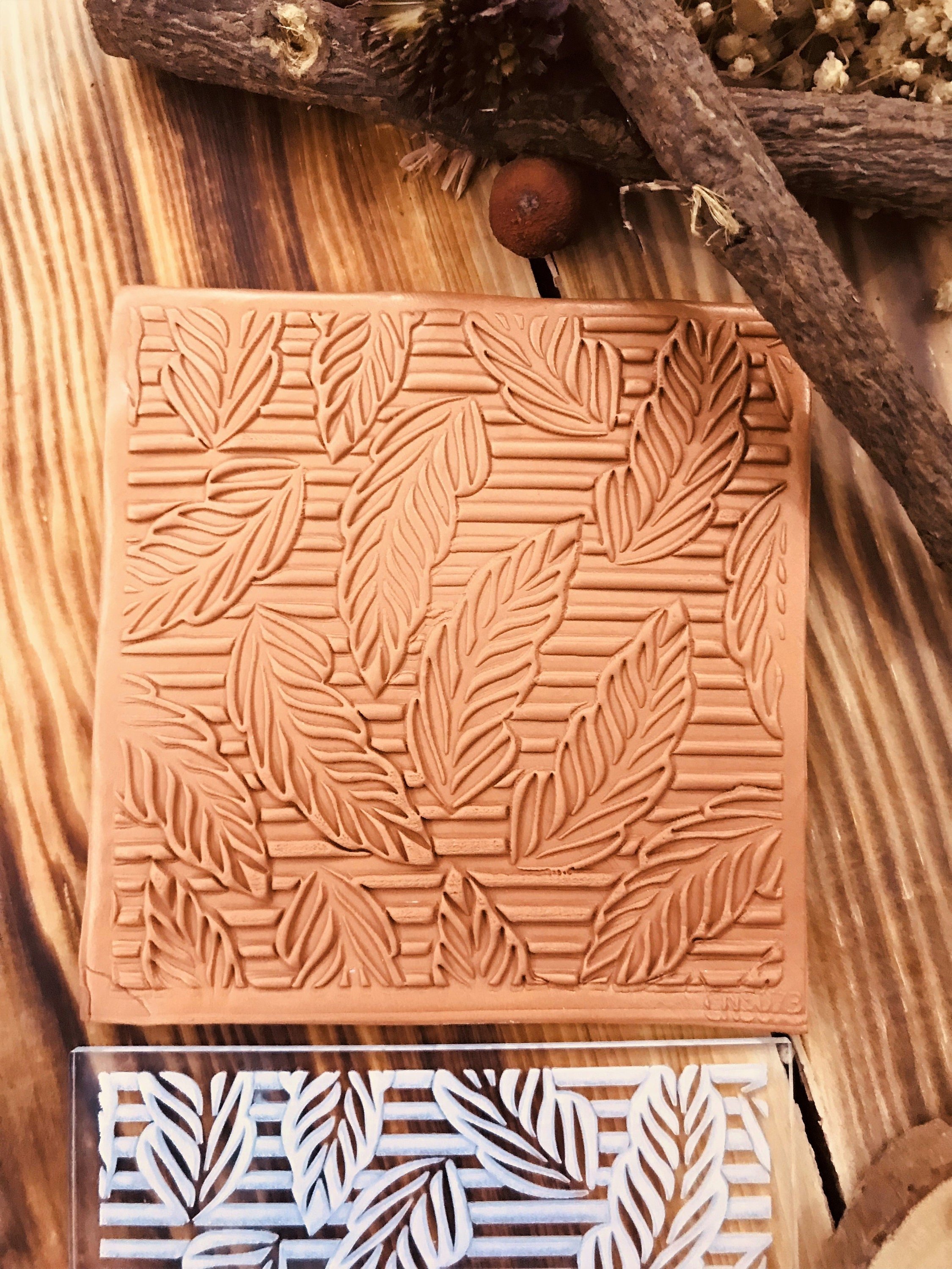 Lines And Levaes Pattern Texture Mat, Polymer Clay Impression Mat, Acrylic Clay texture tool, Polymer Clay Earring Tool