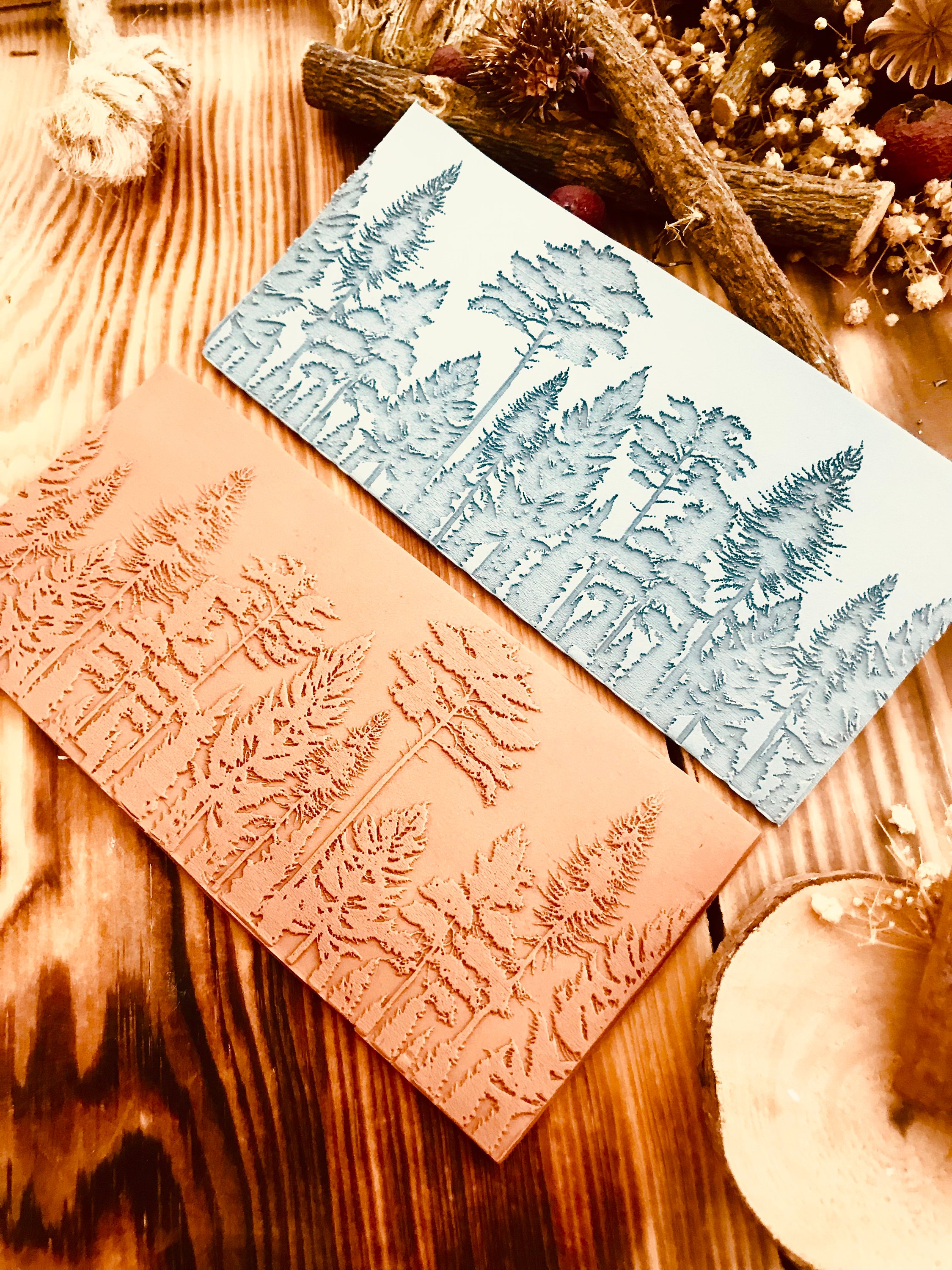 Forest Landscape Rubber Texture Mat – 7x14.5cm Clay Texture Sheet | Nature Pattern Stamp for Polymer Clay, Air Dry Clay, Jewellery & Mug Designs