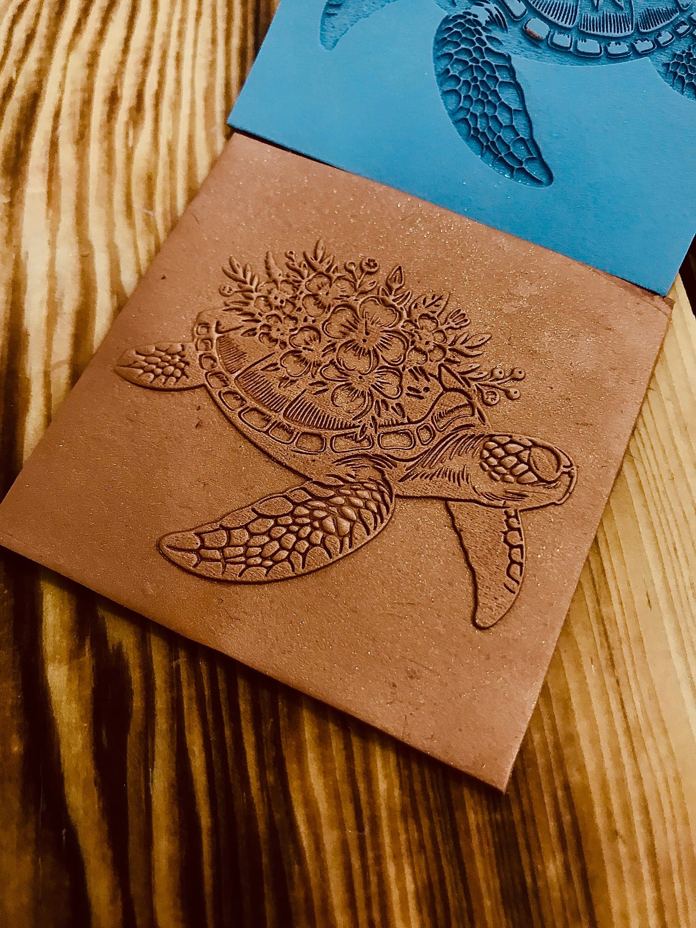 Sea Turtle With Flowers Pattern Rubber Texture Mat Polymer Clay Tools⎥Earring Making⎥Hand Roller⎥Clay Texture Tool⎥Jewellery Tools