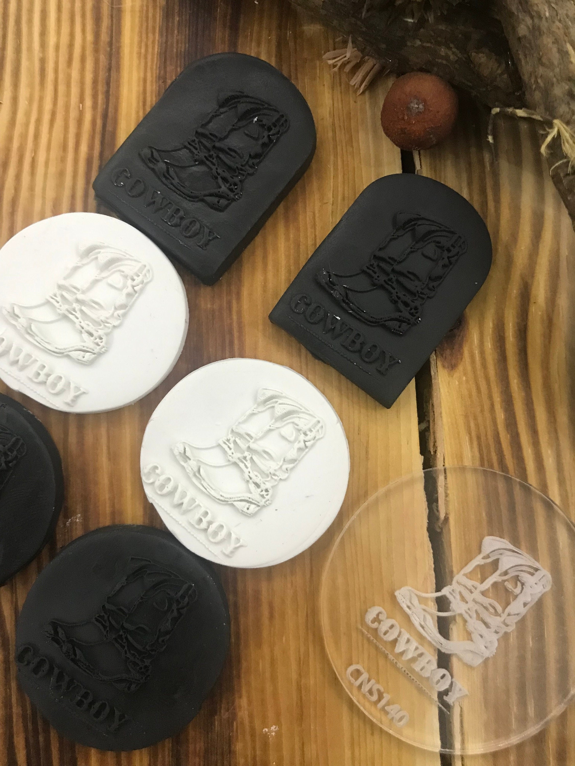 Cowboy Pattern Rubber or Acrylic Texture Mat – Polymer Clay Stamp, Embossing Tool, Acrylic Texture Sheet, Plaque, Tile for Fimo, Sculpey, Cernit