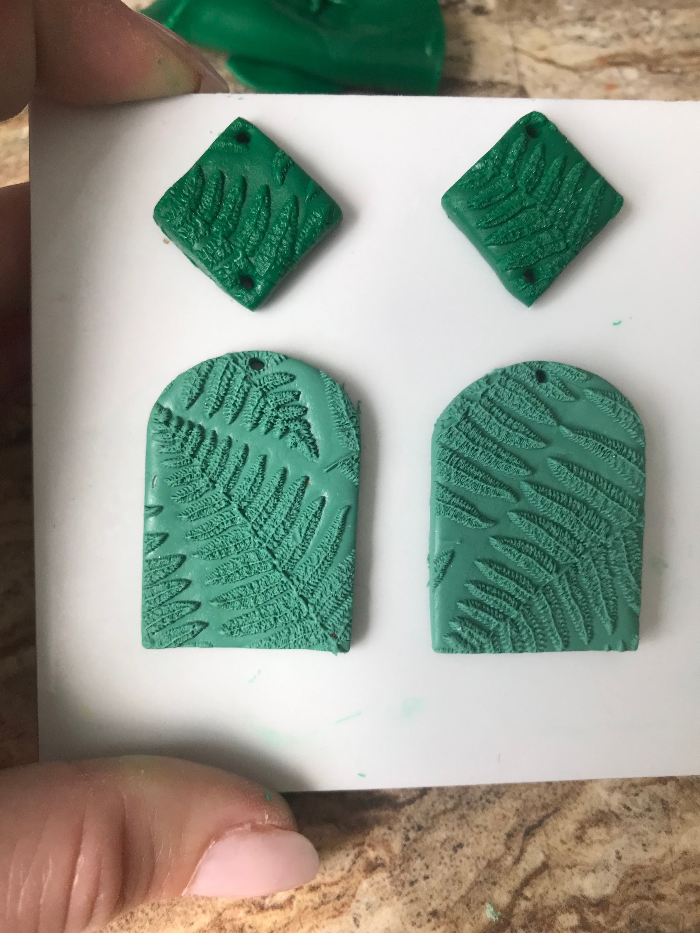 Fern Leaf Texture Mat – 70mm Rubber Stamp for Polymer Clay Earrings, Jewelry, Botanical Crafts | Nature-Inspired Clay Texture Tool