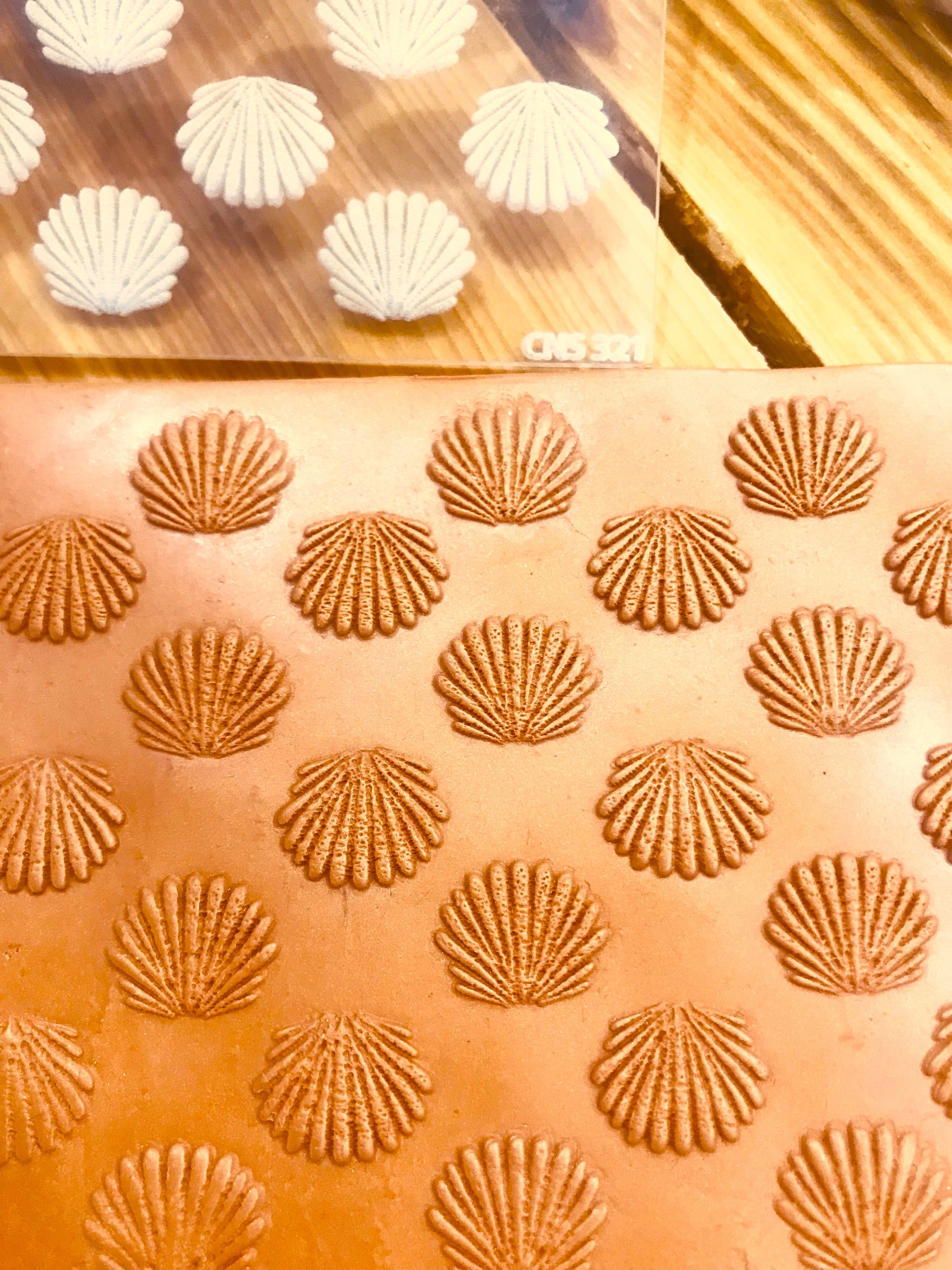 Seashell Pattern Acrylic Texture Sheet or Rubber Texture Mat for Polymer Clay 10*10cm Size