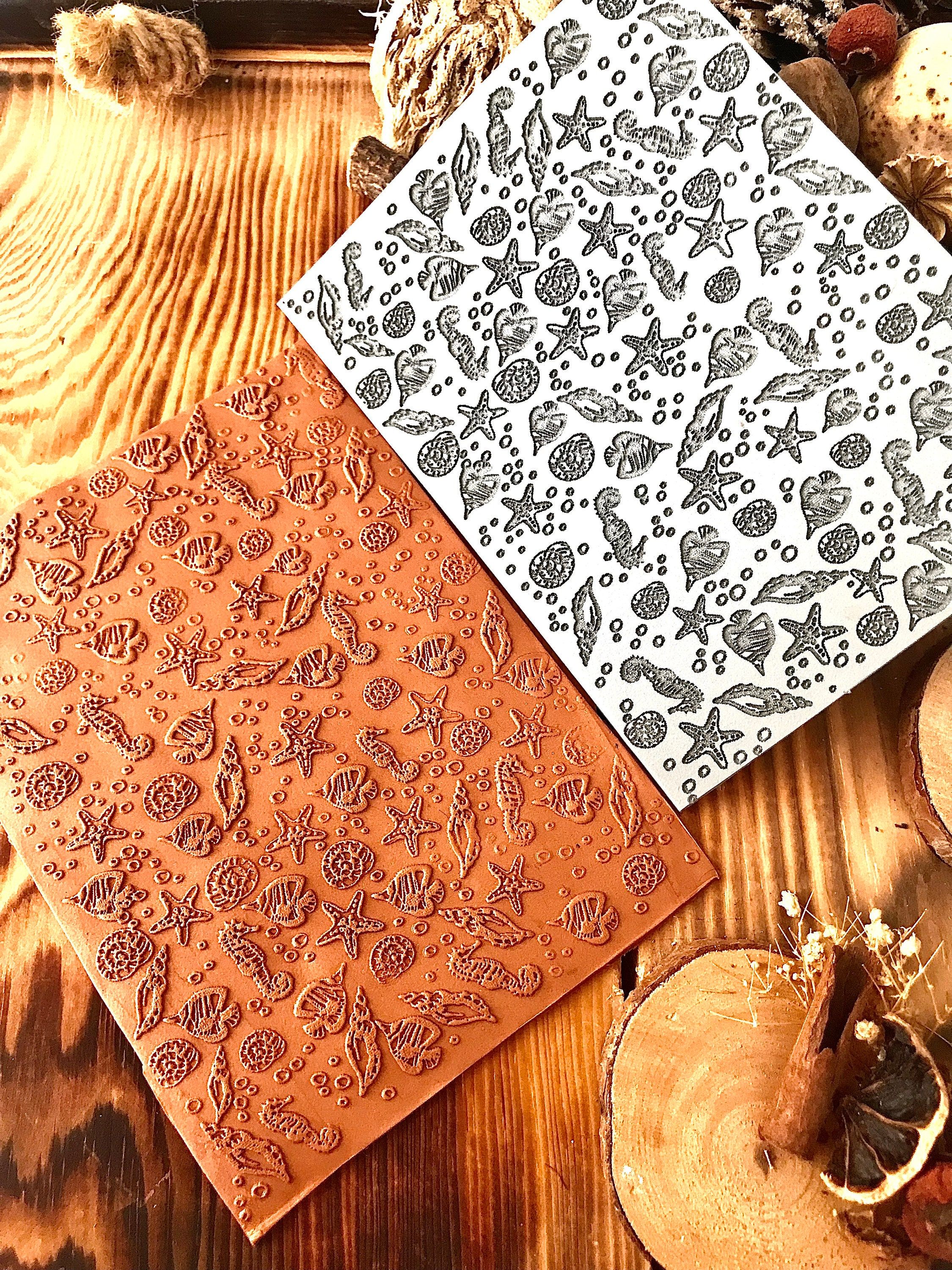 Sealife, Fish,Sea Shell, Sea Horse  Pattern Rubber Texture Mat  in 10*14cm or 14*14cm dimensions for polymer clay, Ceramics, Clay Tools