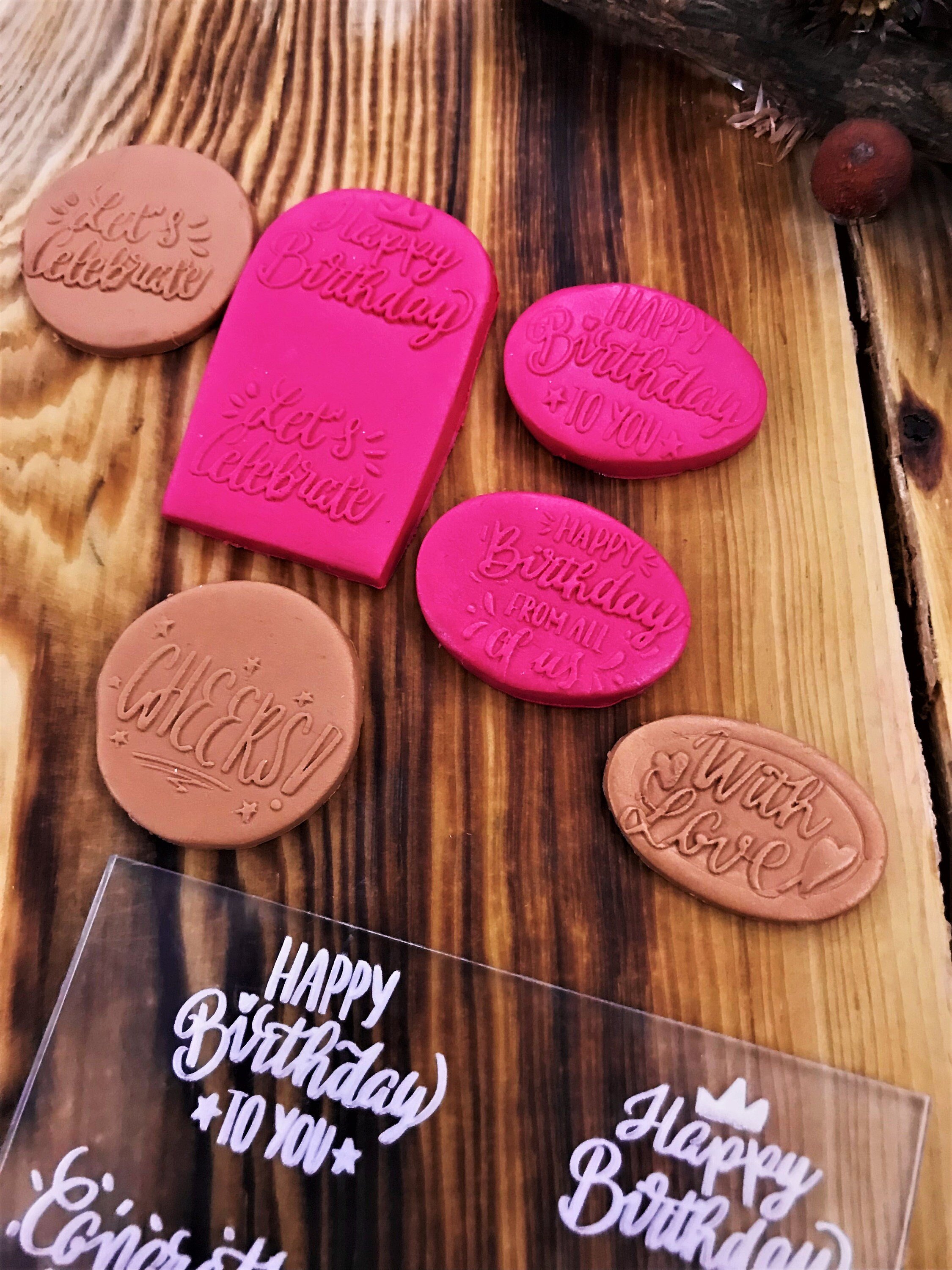 Happy Birthday Celebration Texture Mat , Polymer Clay Texture Sheet, Acrylic Ceramic Texture Tool, Polymer Clay Texture Supply