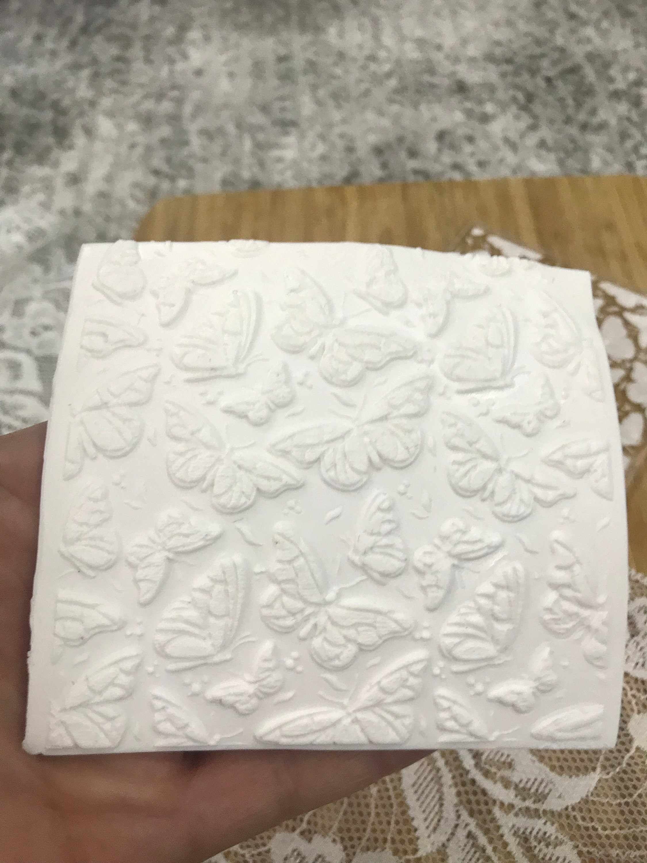 Butterfly Pattern Rubber And Acrylic Texture Mat Stamp for Polymer Clay, Acrylic Clay Tool, Crafting Texture Sheet
