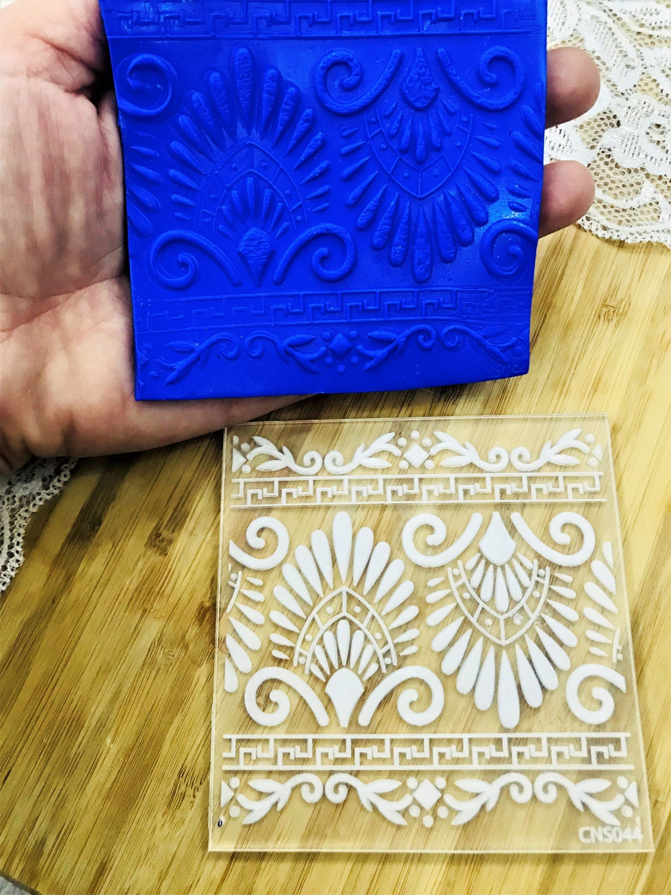 Spanish Tile Rubber or Acrylic Texture Mat – Polymer Clay Stamp, Embossing Tool, Acrylic Texture Sheet, Plaque, Tile for Fimo, Sculpey, Cernit