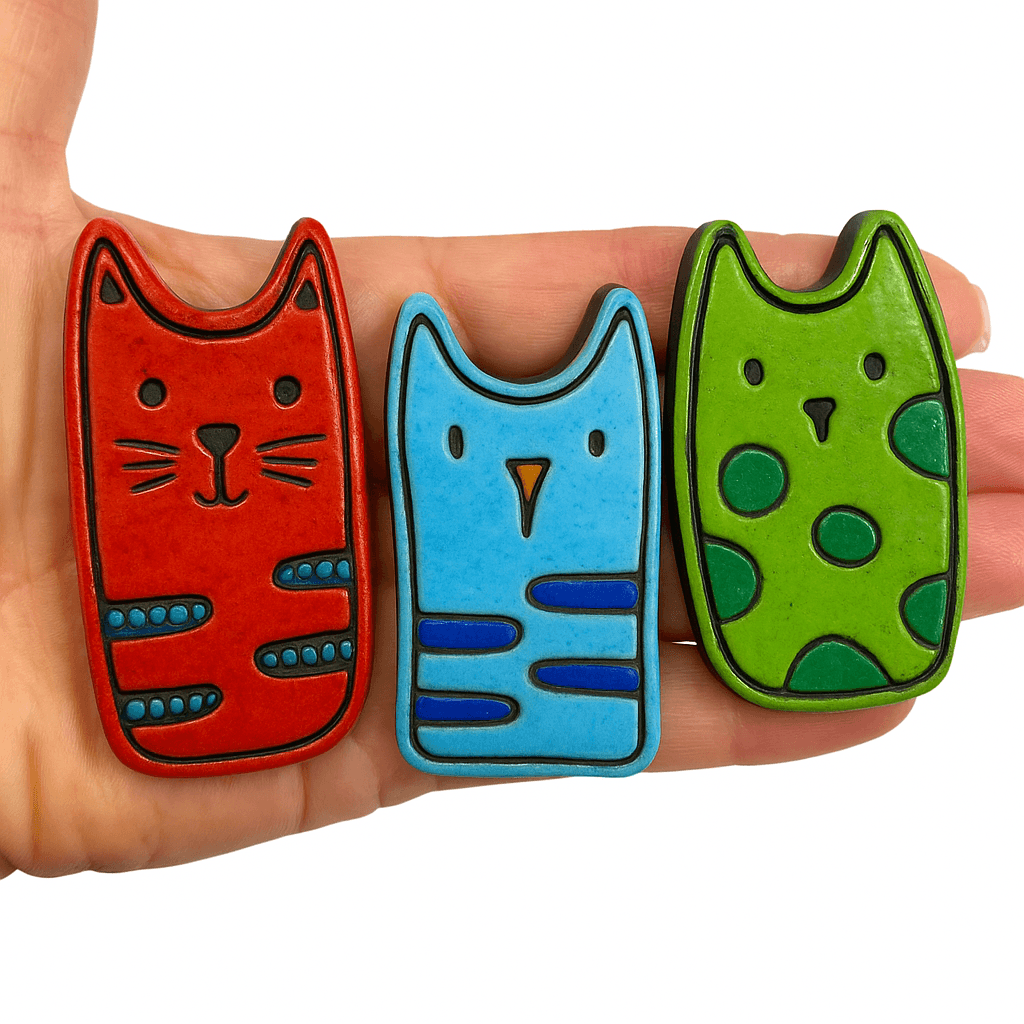 Whisker Friends Kedi Kesici ve Damga Seti – Seramik, Polimer Kil, Hava ile Kuruyan Kil, Sabun ve El İşleri için 6 Sevimli Kedi Tasarımı