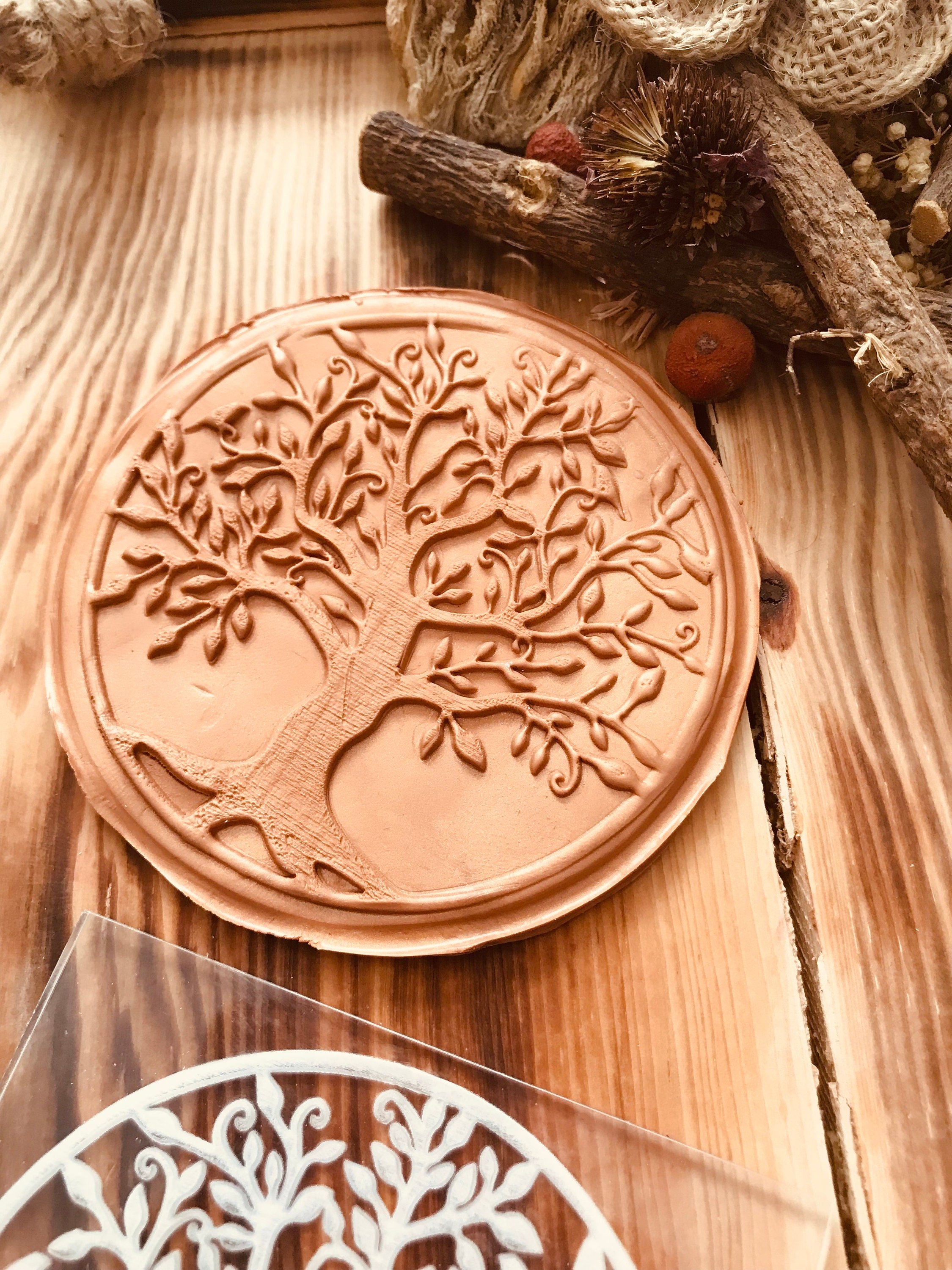Tree Of Life Pattern embosser fondant stamp, acrylic embosser for cookies, cupcakes, and cake decorating debosser