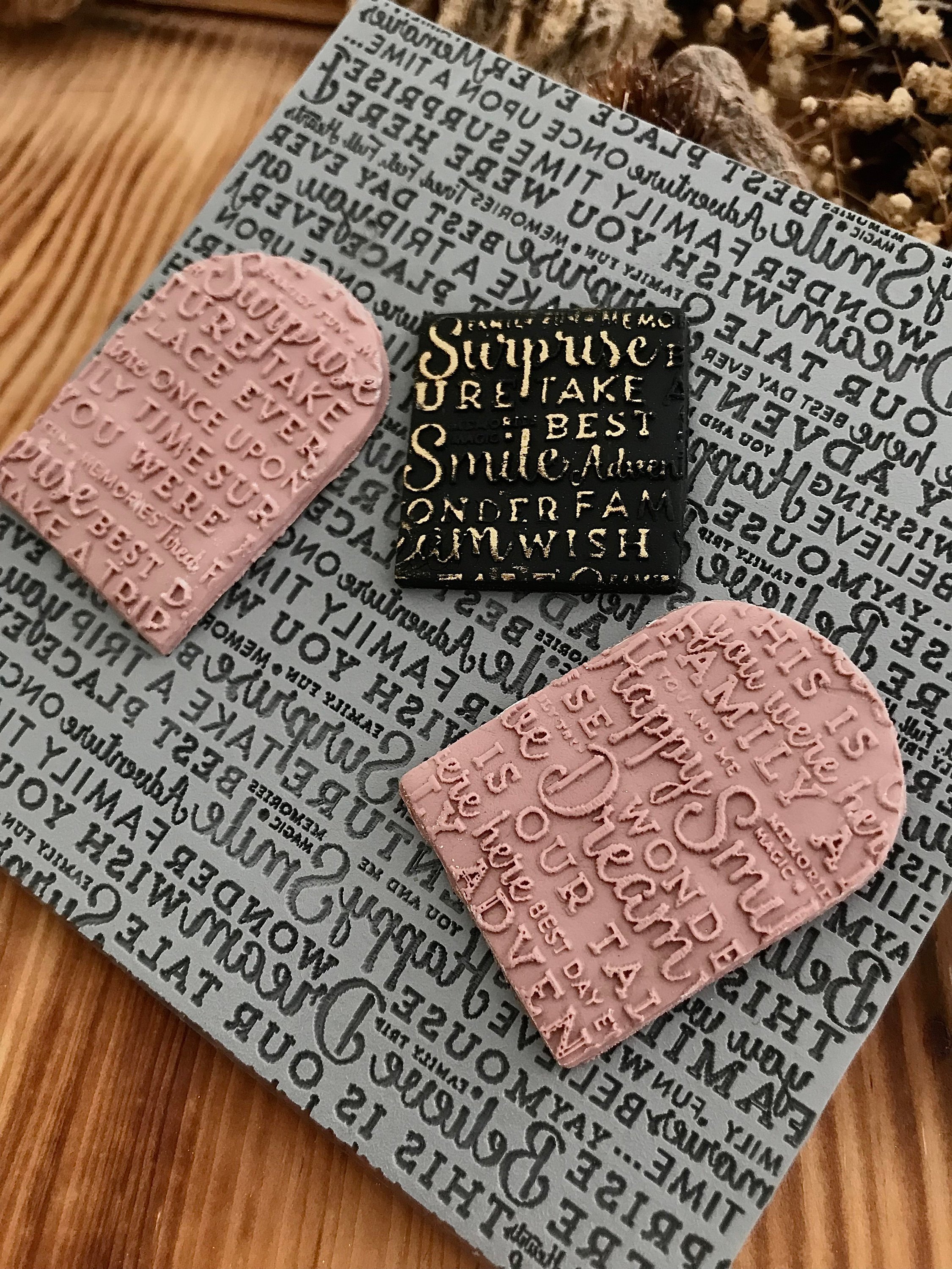 Happy Quotes Pattern Rubber Texture Mat 10*10Cm⎥Polymer Clay Tools⎥Earring Making⎥Hand Roller⎥Clay Texture Tool⎥Jewellery Tools