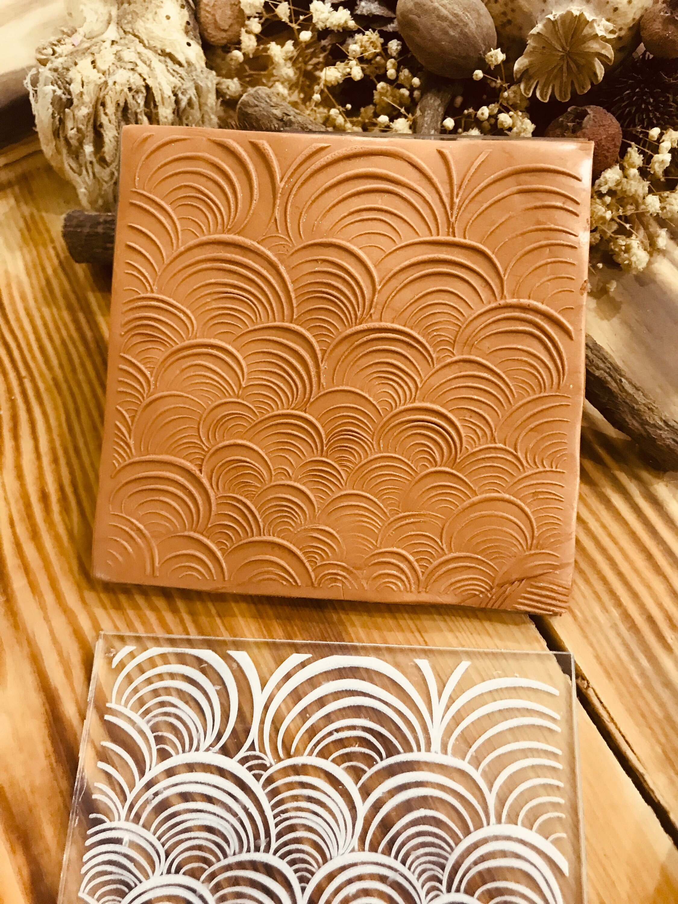Ring Patterned Acrylic Texture Tile, 10*10cm size,Polymer Clay Embossing Stamp,  Texture Plaque,Texture Tile,Fimo, Sculpey, Cernit