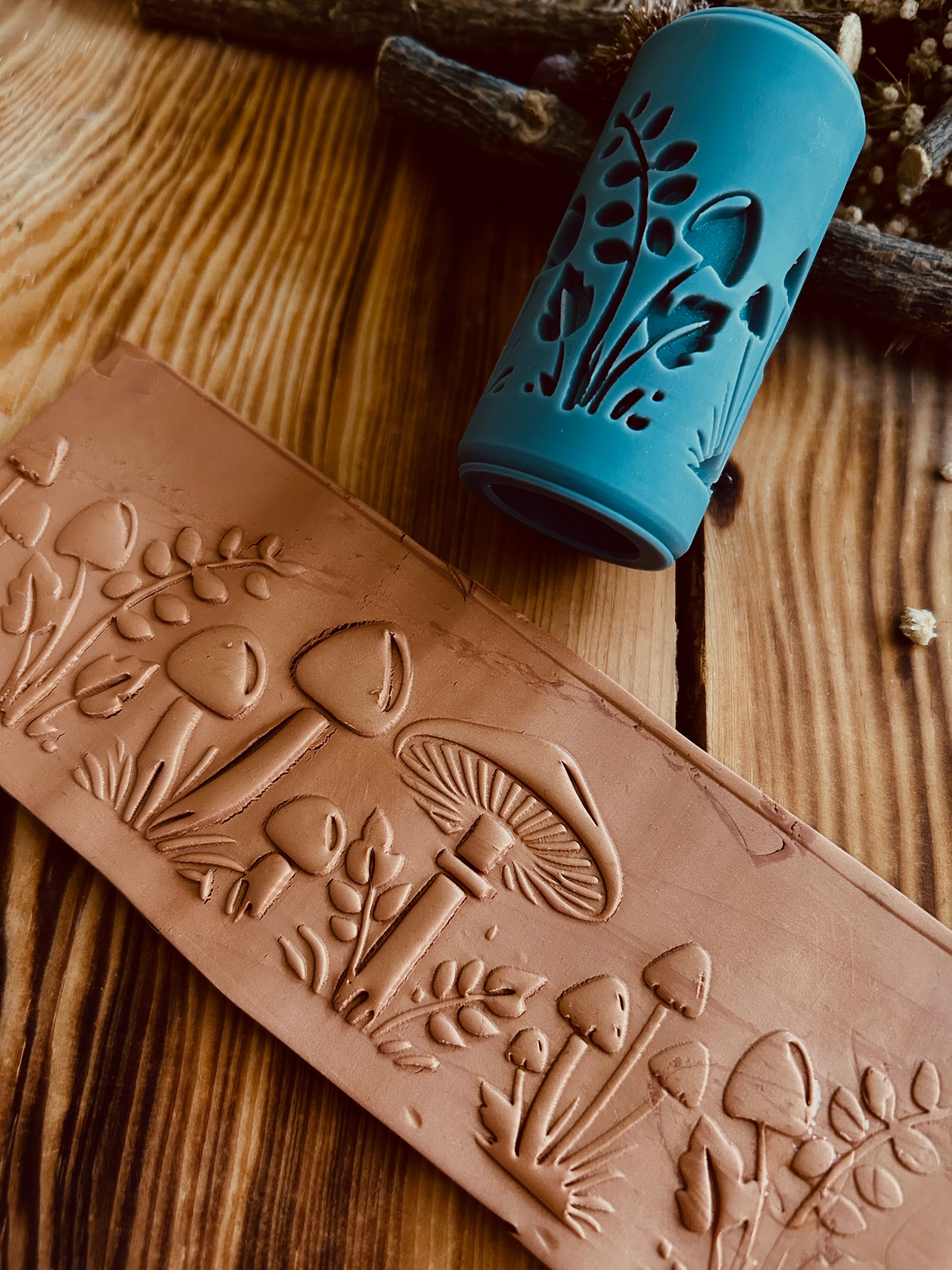 NEW Mushroom Patterned 7cm High Roller, Embossing Texture Roller, DIY tool, Polymer Clay, Ceramic, Sugar Dough