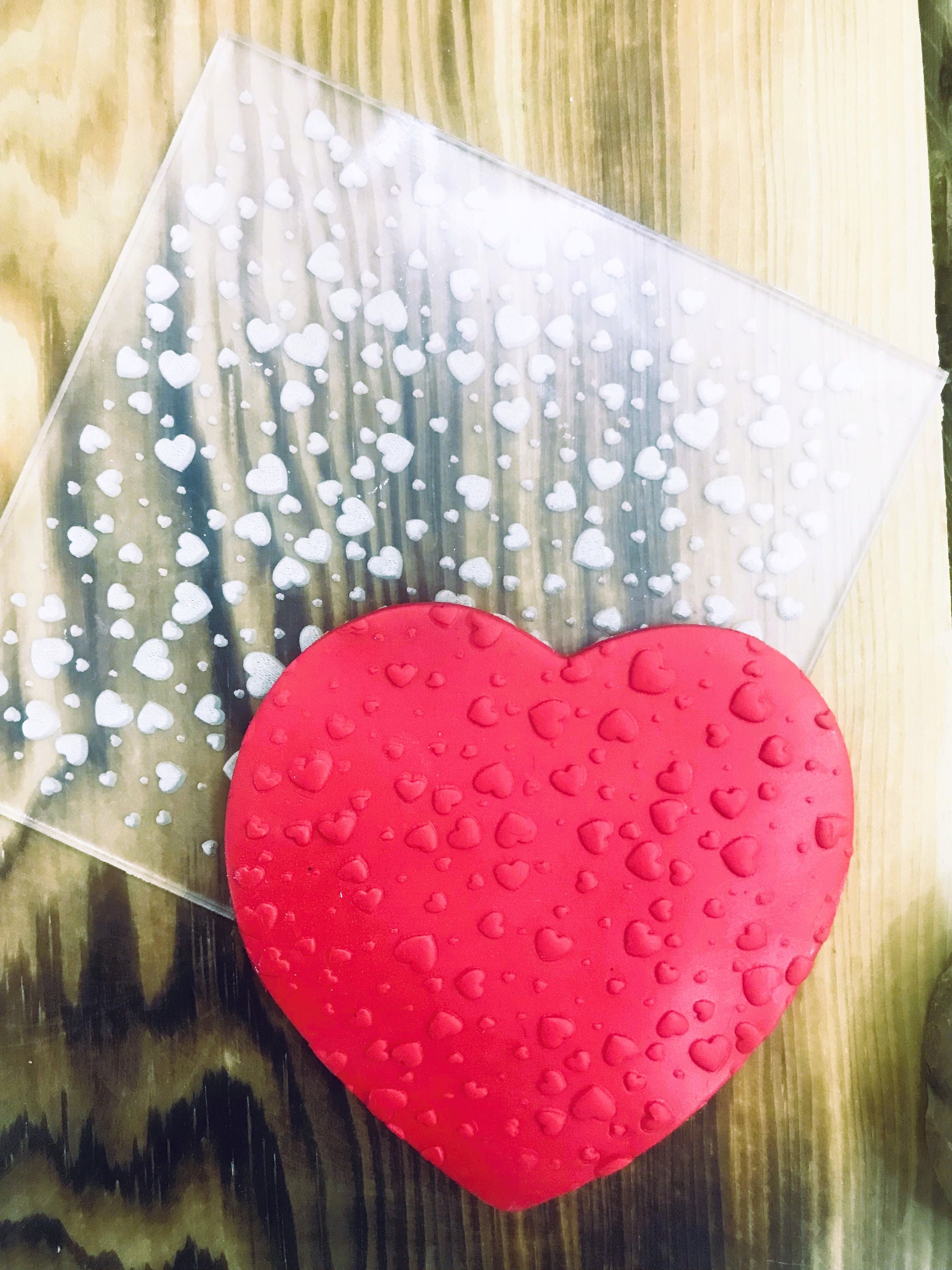 Valentine Heart Pattern Acrylic Texture Embosser, Valentines Day ,Acrylic clay texture tool, Clay Texture Sheet, Ceramic Earring Supplies