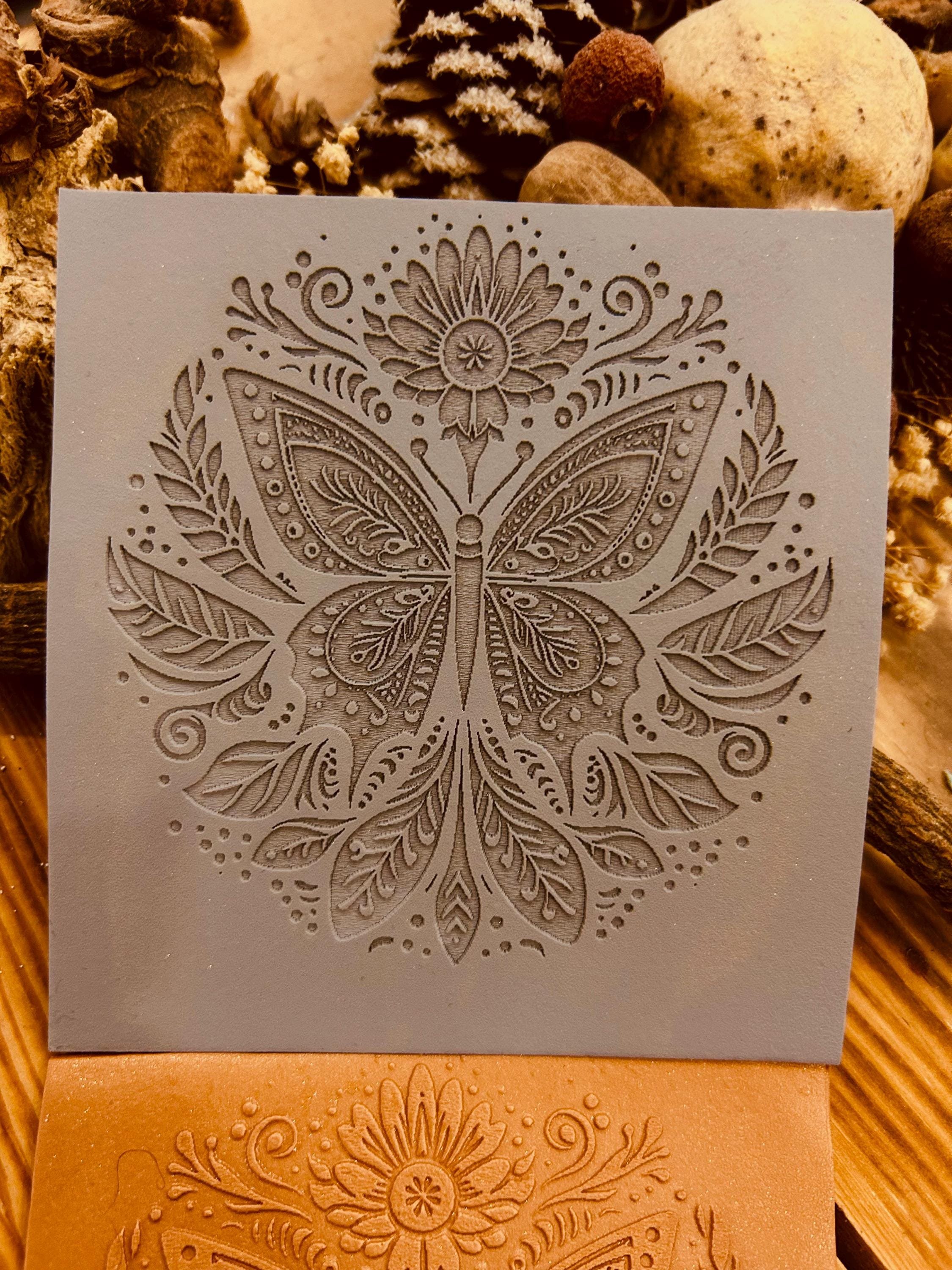 Butterfly With Flowers Pattern Rubber Texture Mat Polymer Clay Tools⎥Earring Making⎥Hand Roller⎥Clay Texture Tool⎥Jewellery Tools