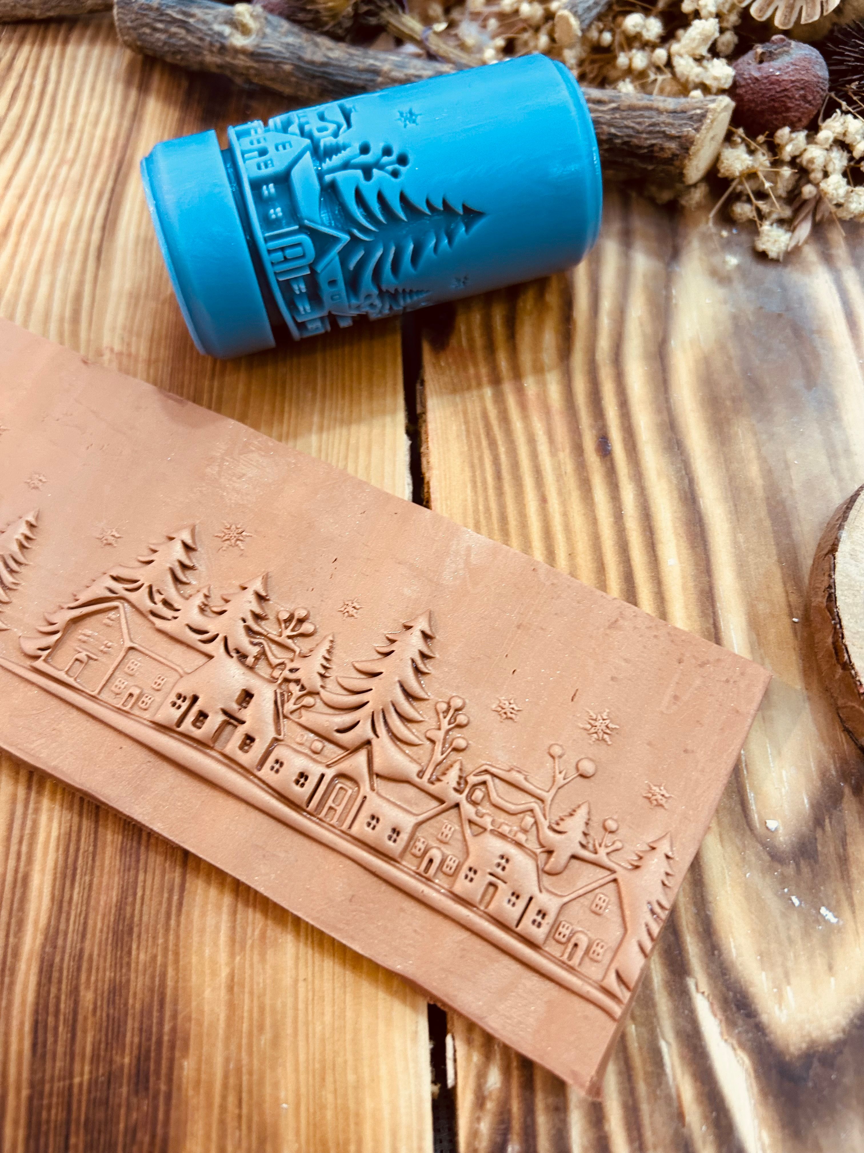 Mini Unique Christmas Scene Patterned 7cm High Roller, Embossing Texture Roller, DIY tool, Polymer Clay, Ceramic, Sugar Dough