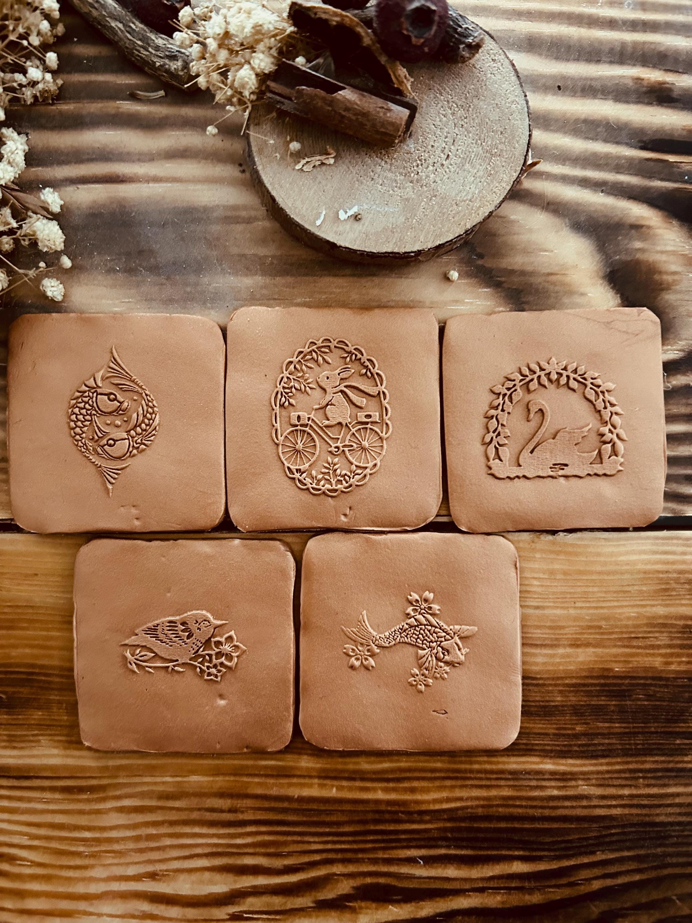 🐟 5-in-1 Fish, Swan & Rabbit Rubber Texture Mat Set – Perfect for Polymer Clay & More! 🐰