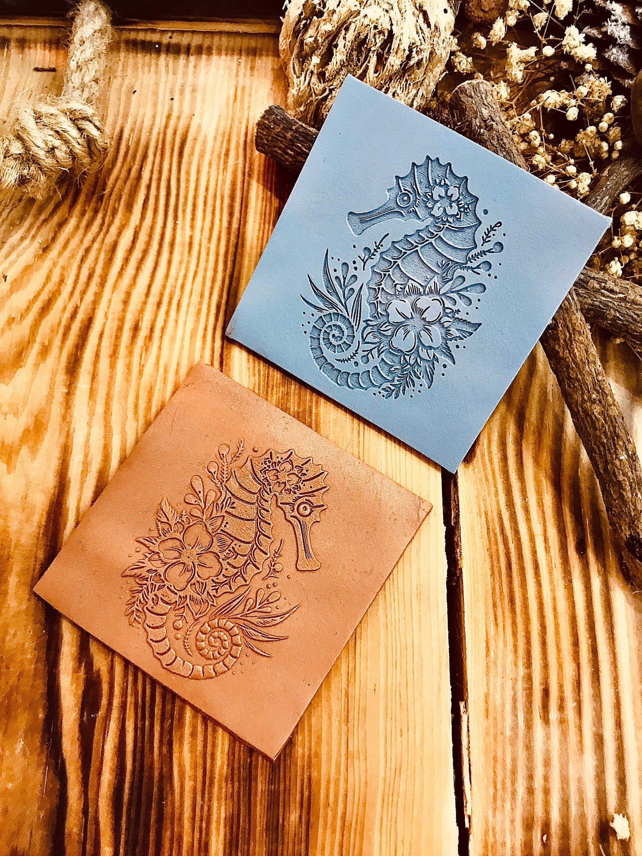 Seahorse With Flowers Pattern Rubber Texture Mat Polymer Clay Tools⎥Earring Making⎥Hand Roller⎥Clay Texture Tool⎥Jewellery Tools
