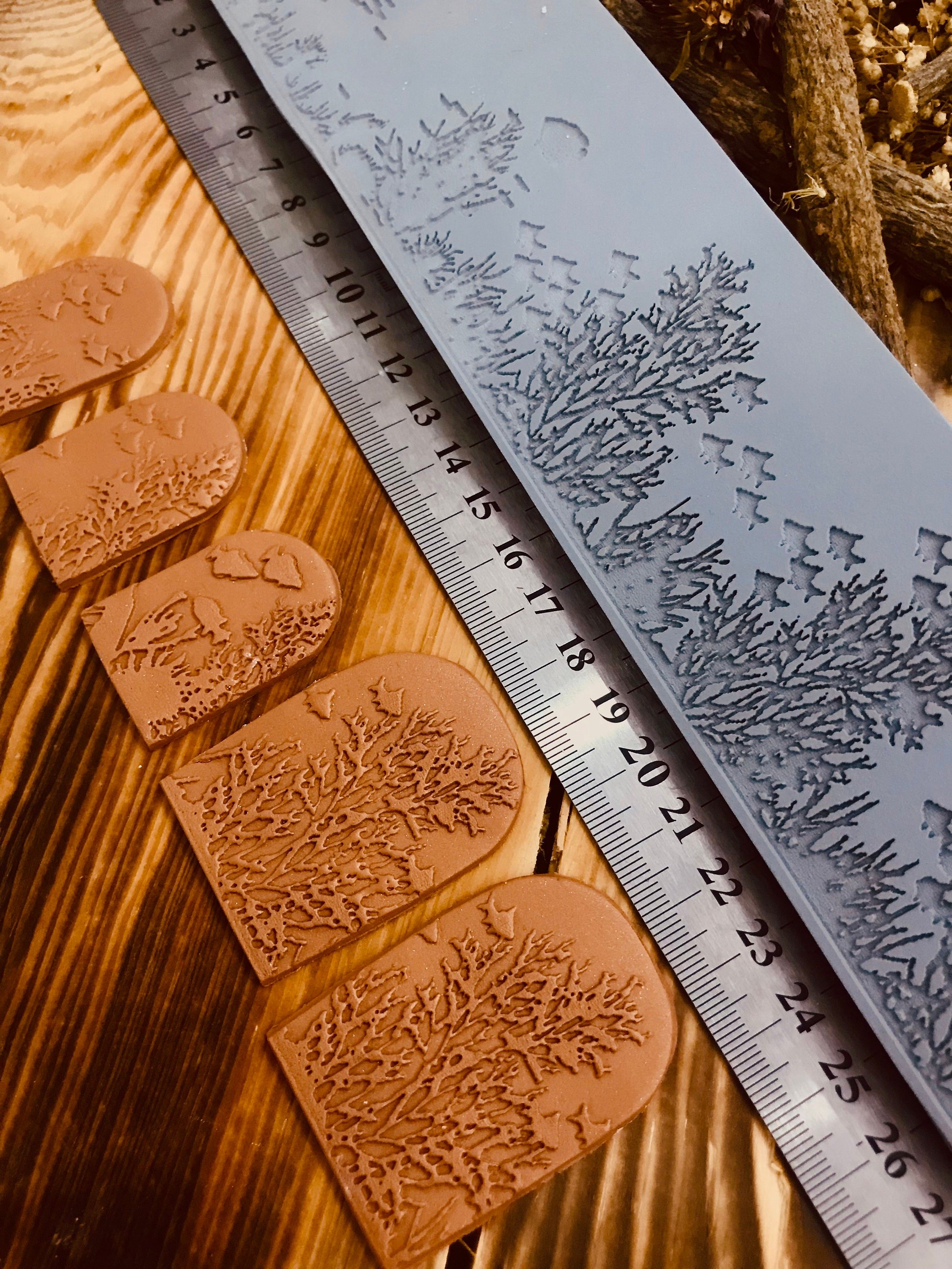 Coral Reef & Fish Border Texture Mat – Ocean Theme Rubber Stamp for Polymer Clay, Metal Clay, Air Dry Clay | 5x14.5cm & 5x29.5cm Sizes
