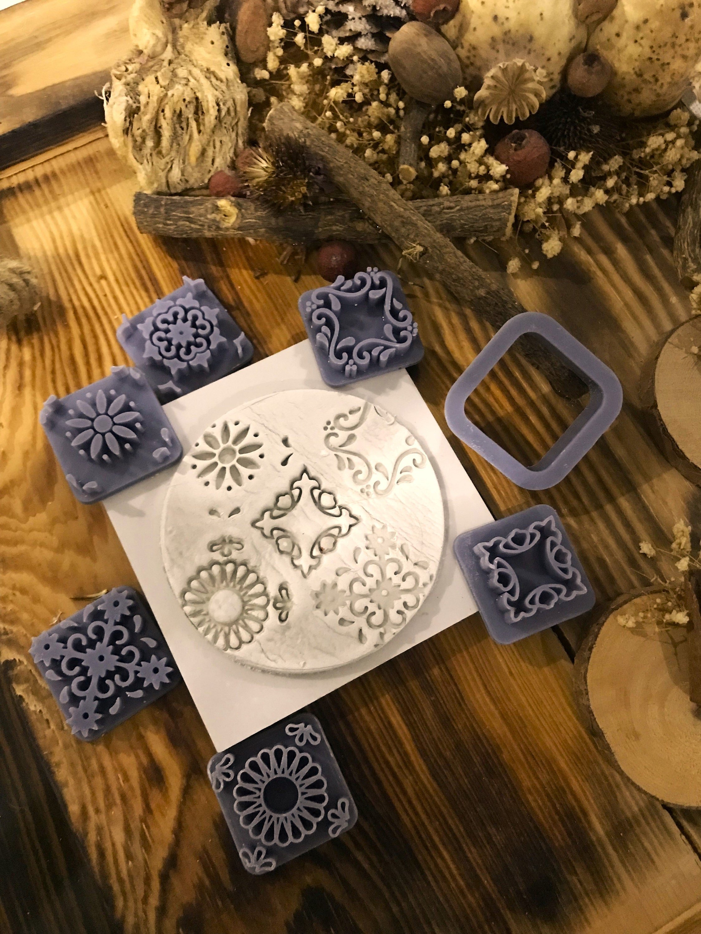 ✨ 6-Stamp + 1 Cutter Moroccan Tile Set – Perfect for Polymer Clay, Ceramic, and Baking! ✨