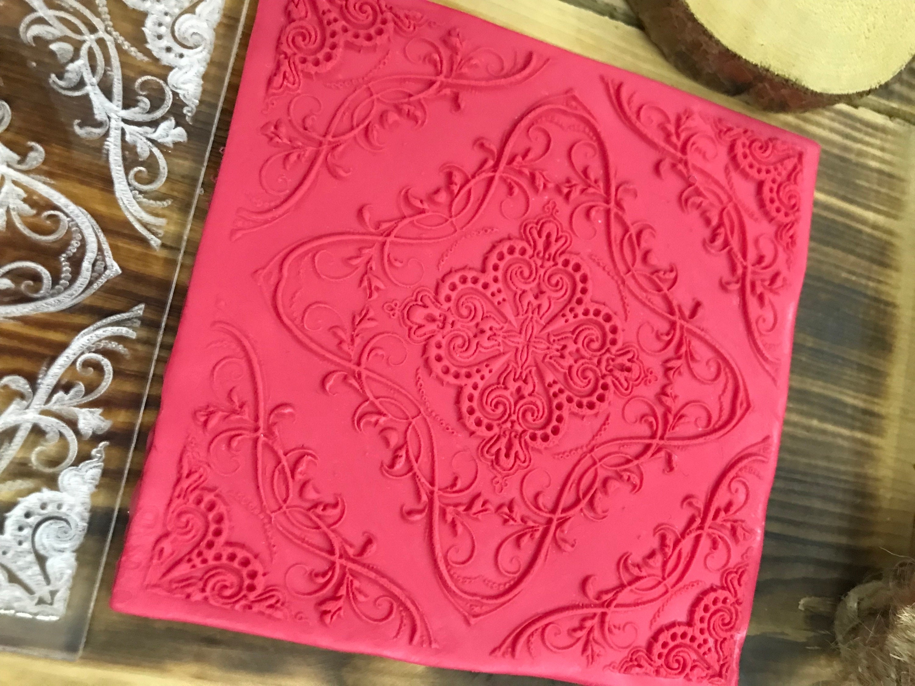Baroque2 Pattern Texture Mat | Polymer Clay Debossing Stamp | Rubber or Acrylic Texture Sheet for Jewelry, Crafts, and Cake Decorating