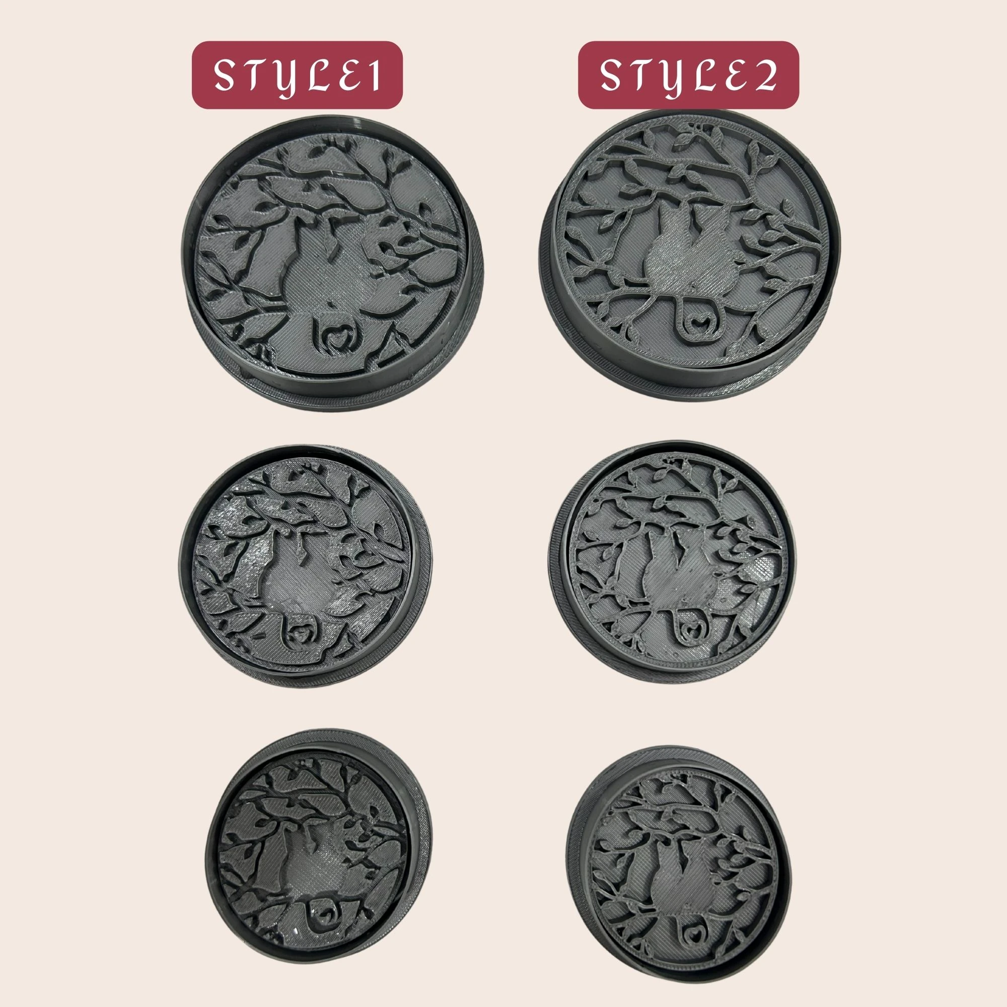 Ağaçta İki Kedi Damga ve Kesici – Kabartma & Stamp – İki Farklı Baskı Türü