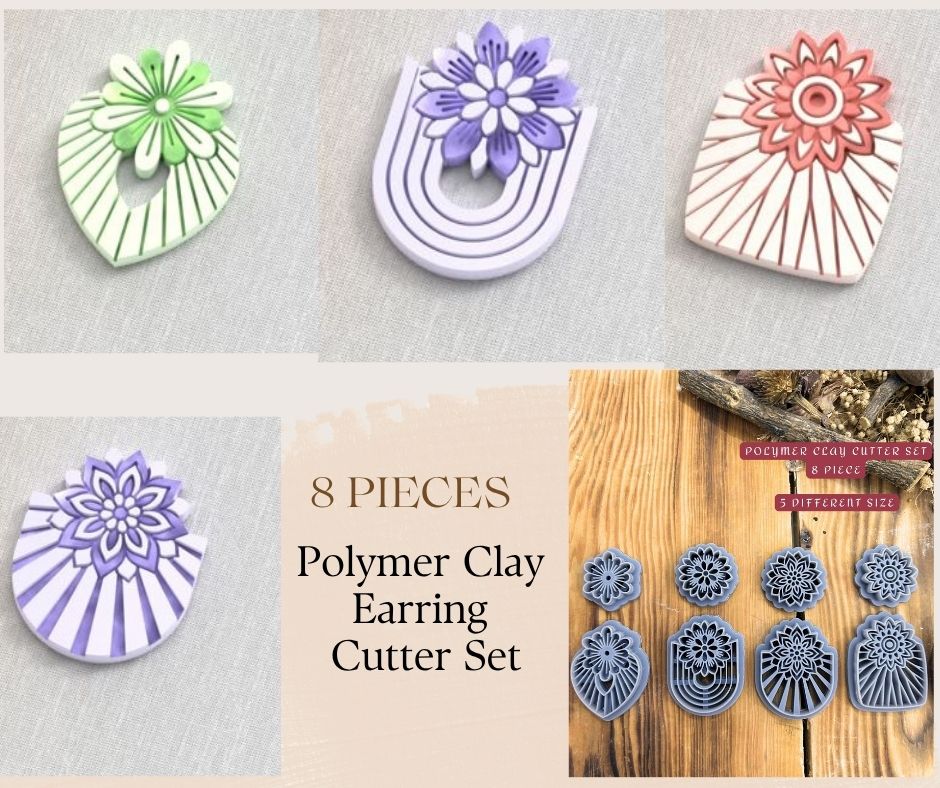 Polymer Clay Earring Cutter Set – 8 Pieces | 30–50 mm(1.18"–1.96") | Jewelry Making