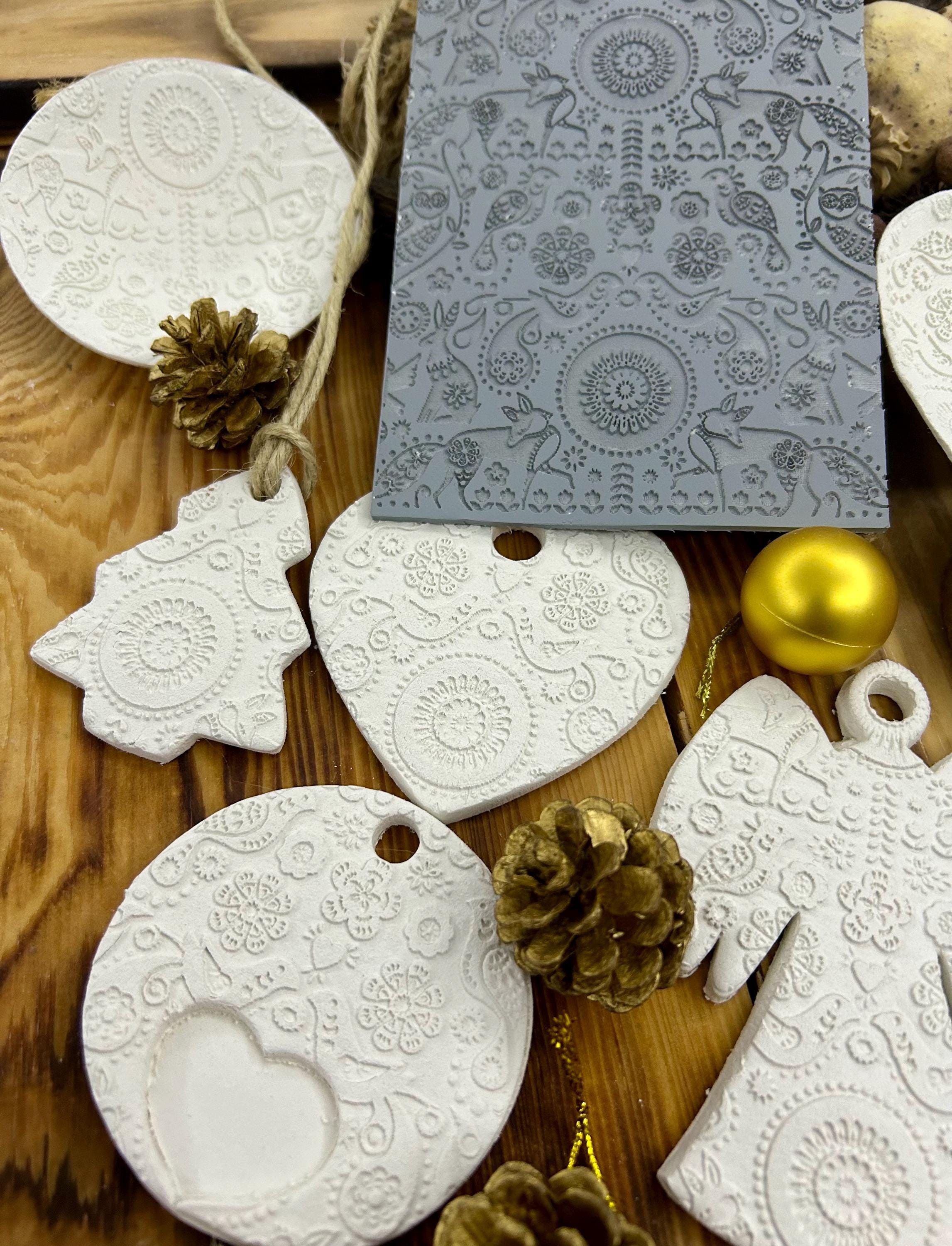 Christmas Nordic Ornament Rubber Texture Mat – 10 x 14 cm for Polymer Clay, Soap, Metal Clay & More